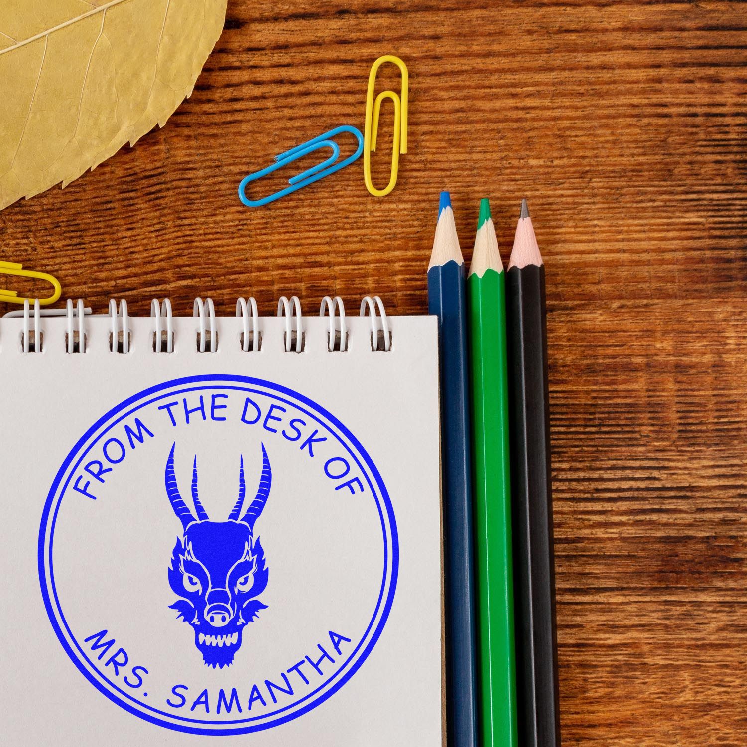 Wood Handle Ocean Roar Custom Personal Library Stamp - Engineer Seal Stamps