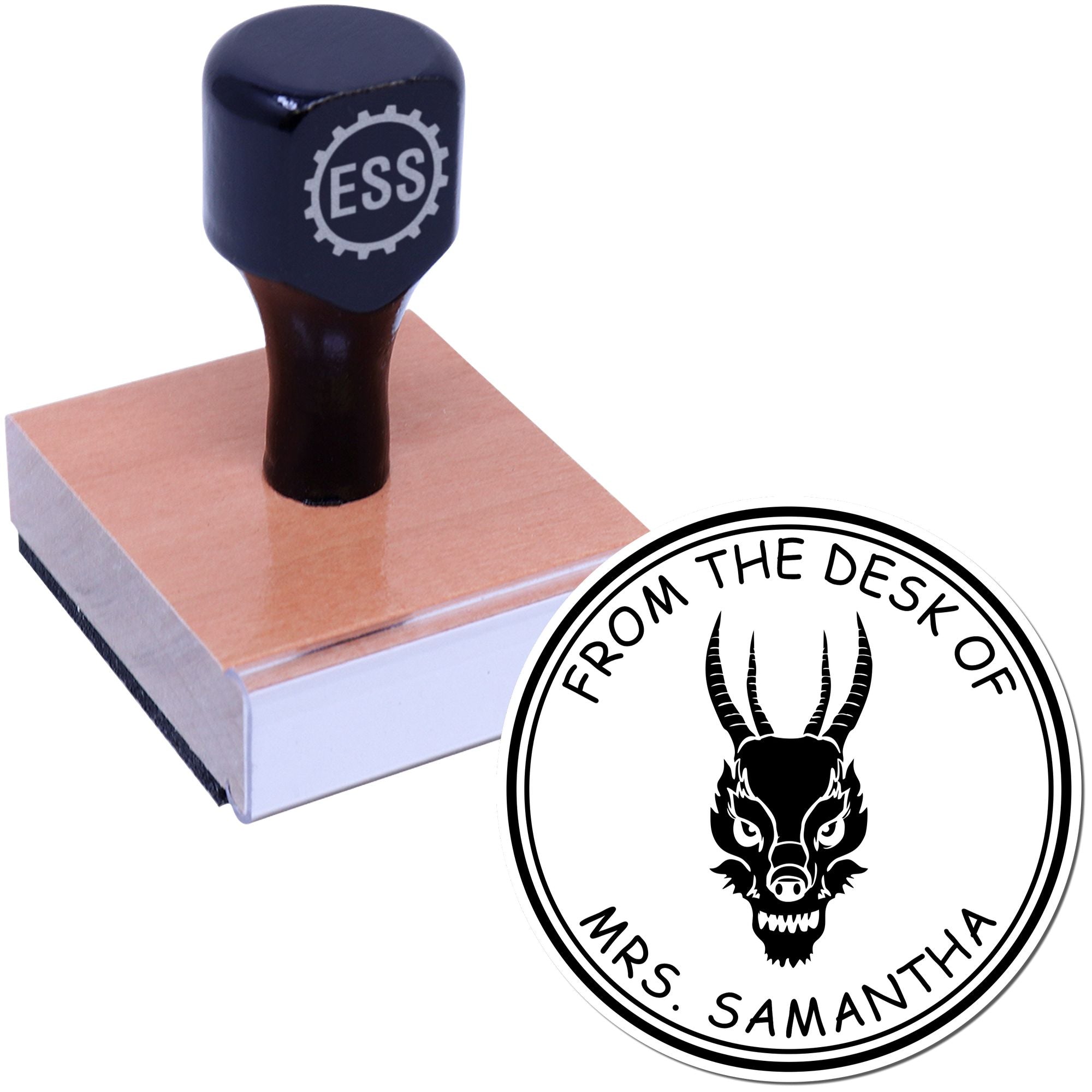 Wood Handle Ocean Roar Custom Personal Library Stamp - Engineer Seal Stamps