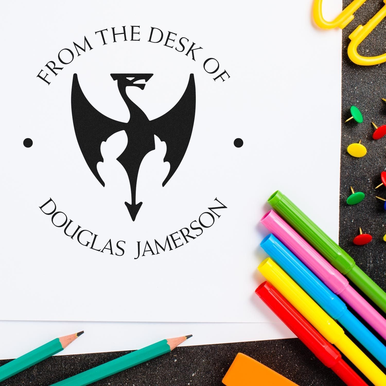 Pre-Inked Lightning Strike Personalized Bookworm Stamp - Engineer Seal Stamps