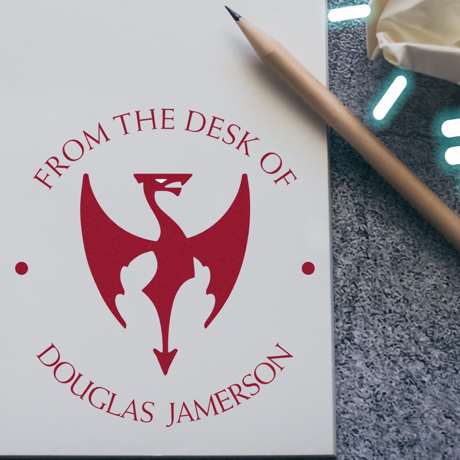 Pre-Inked Lightning Strike Personalized Bookworm Stamp - Engineer Seal Stamps