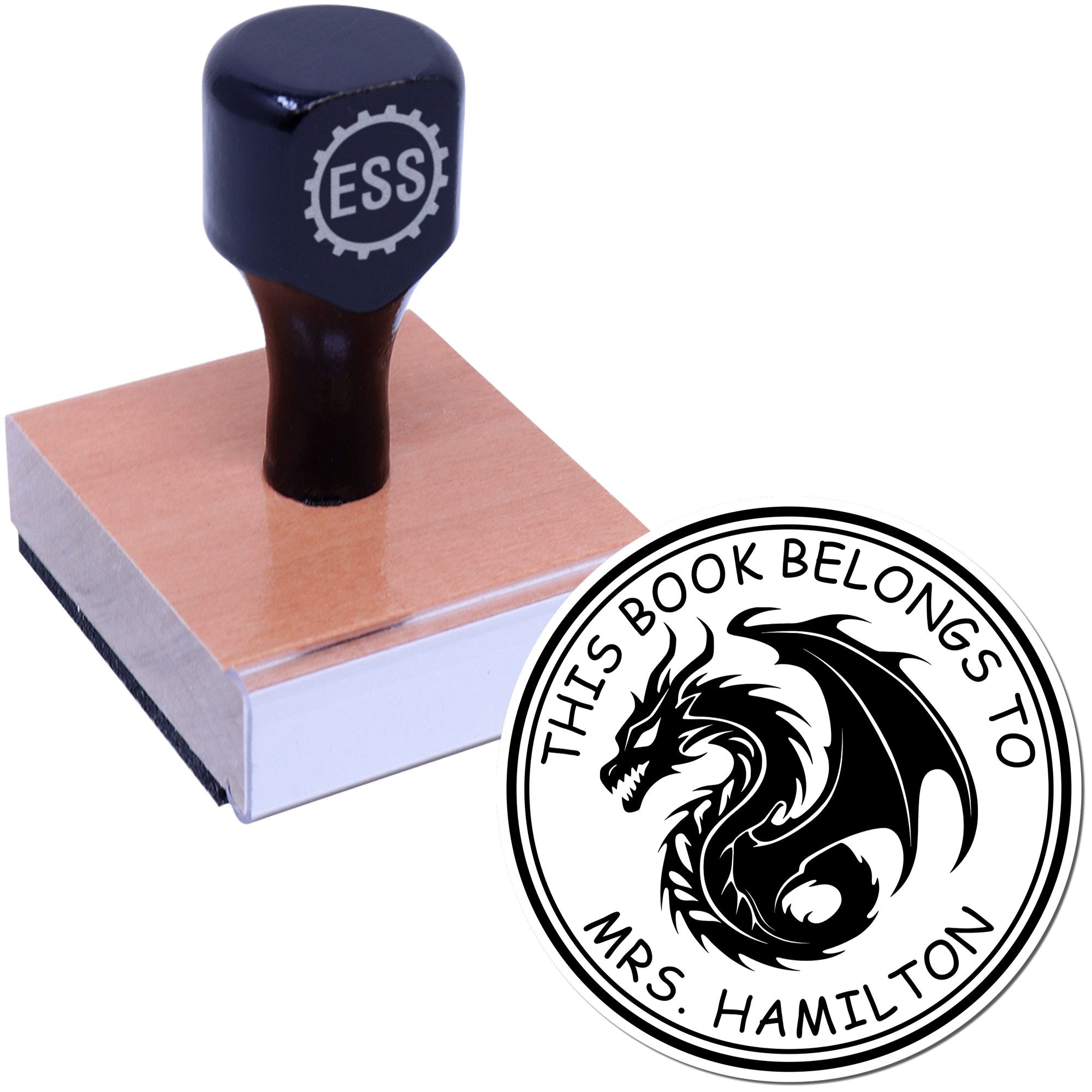 Wood Handle Wind Rider Custom Bibliophile Stamp - Engineer Seal Stamps