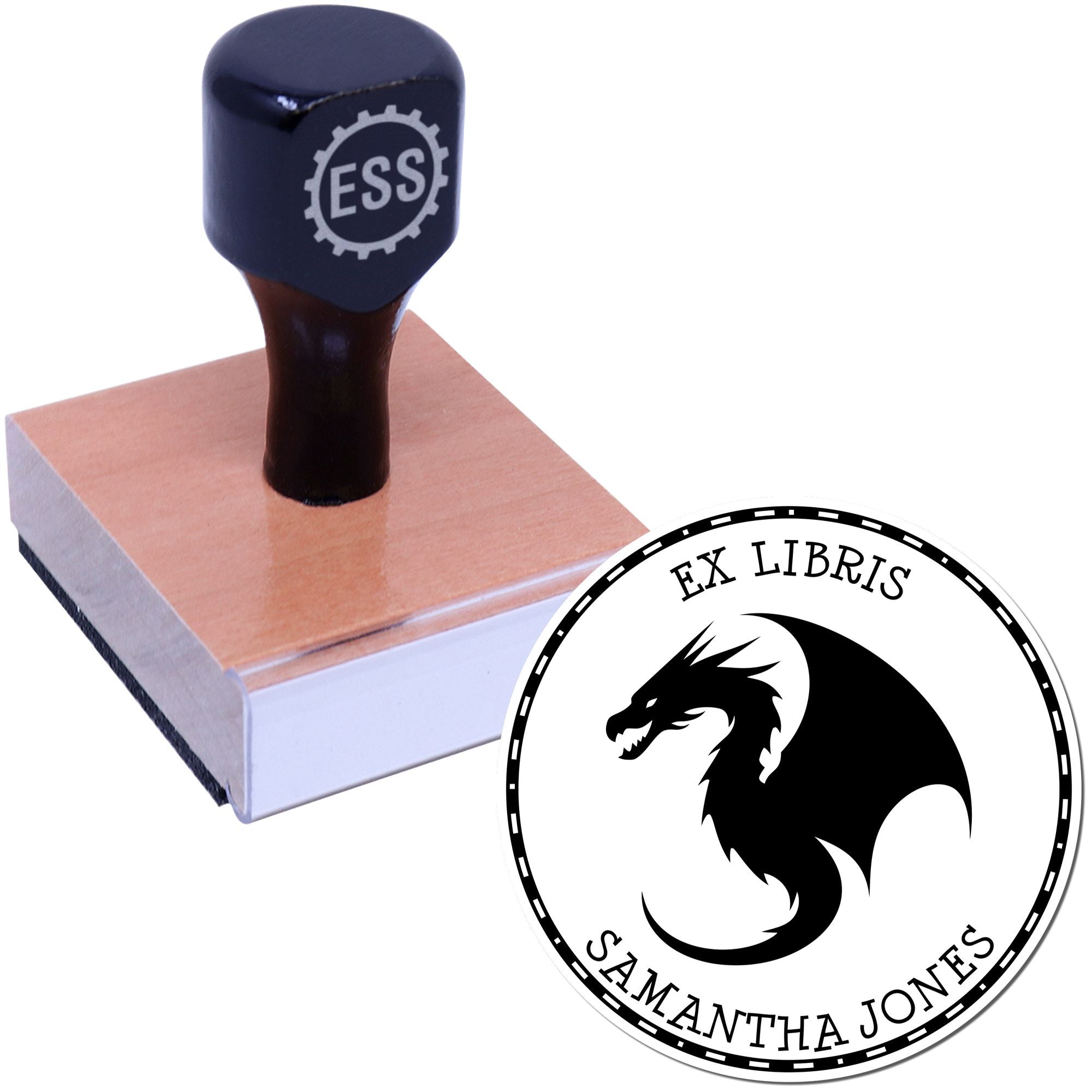 Wood Handle Aether Breath Custom Book Library Stamp