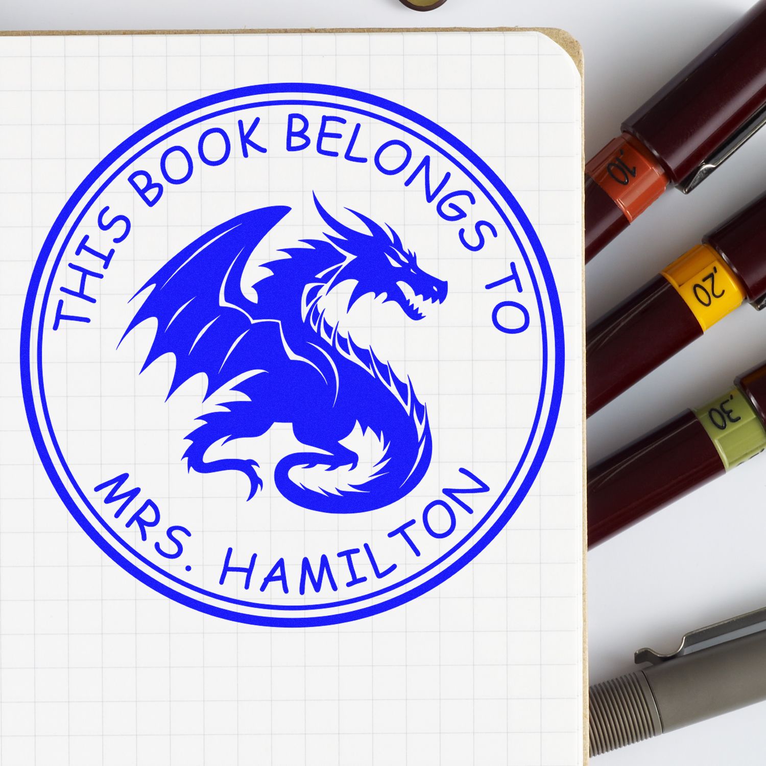 Wood Handle Nebula Snarl Custom Book Library Stamper - Engineer Seal Stamps