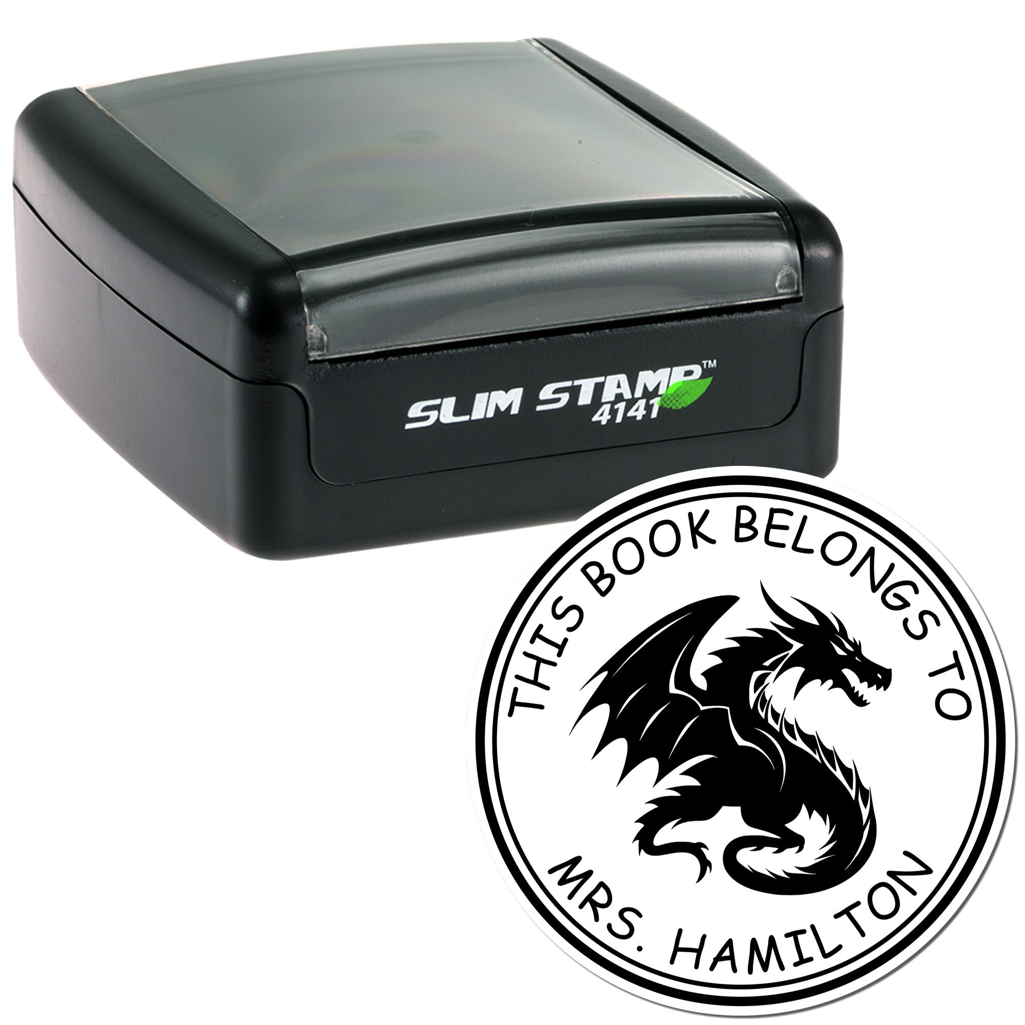 Pre-Inked Nebula Snarl Personalized Library Name Stamper - Engineer Seal Stamps