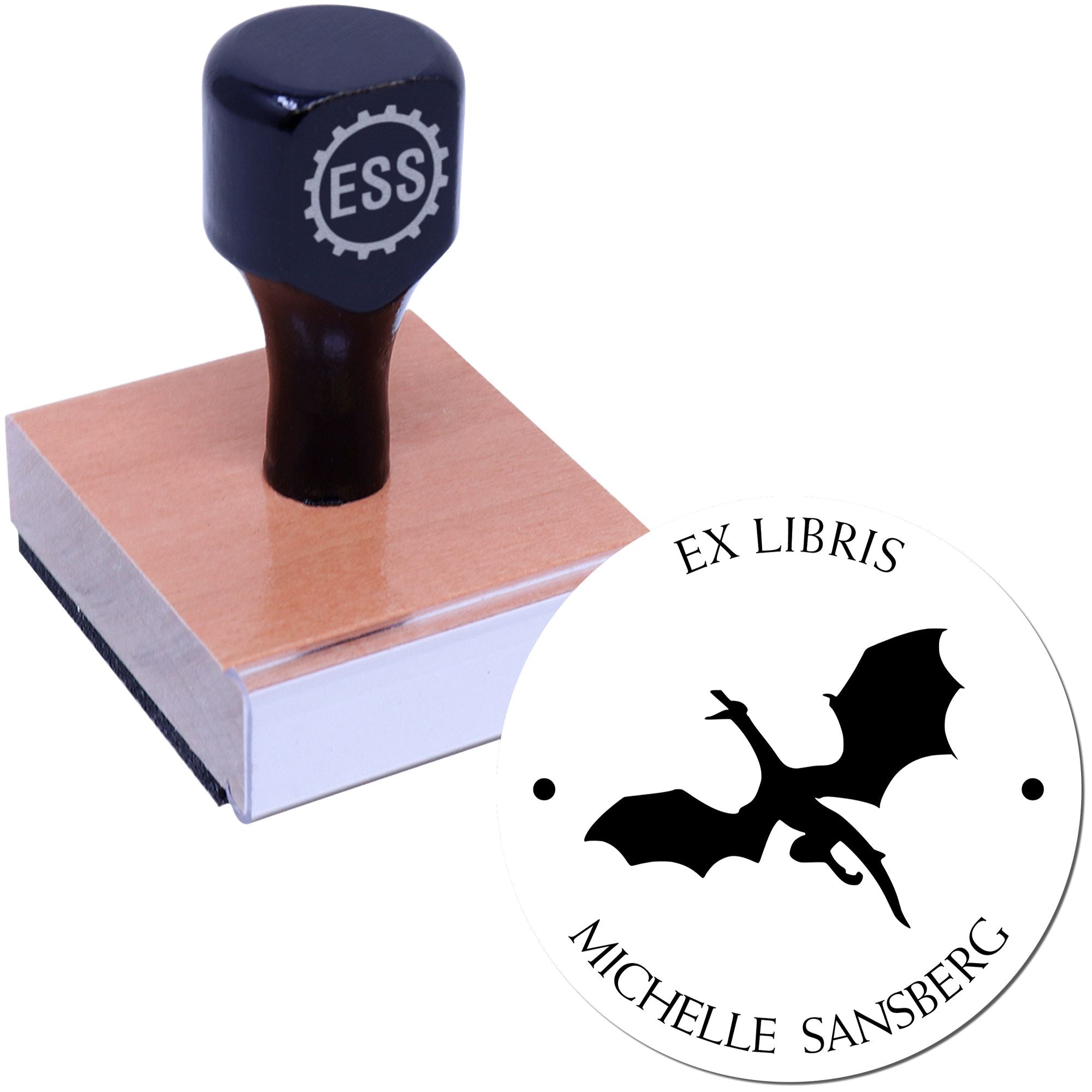 Wood Handle Pulsar Plume Custom Book Name Stamp - Engineer Seal Stamps