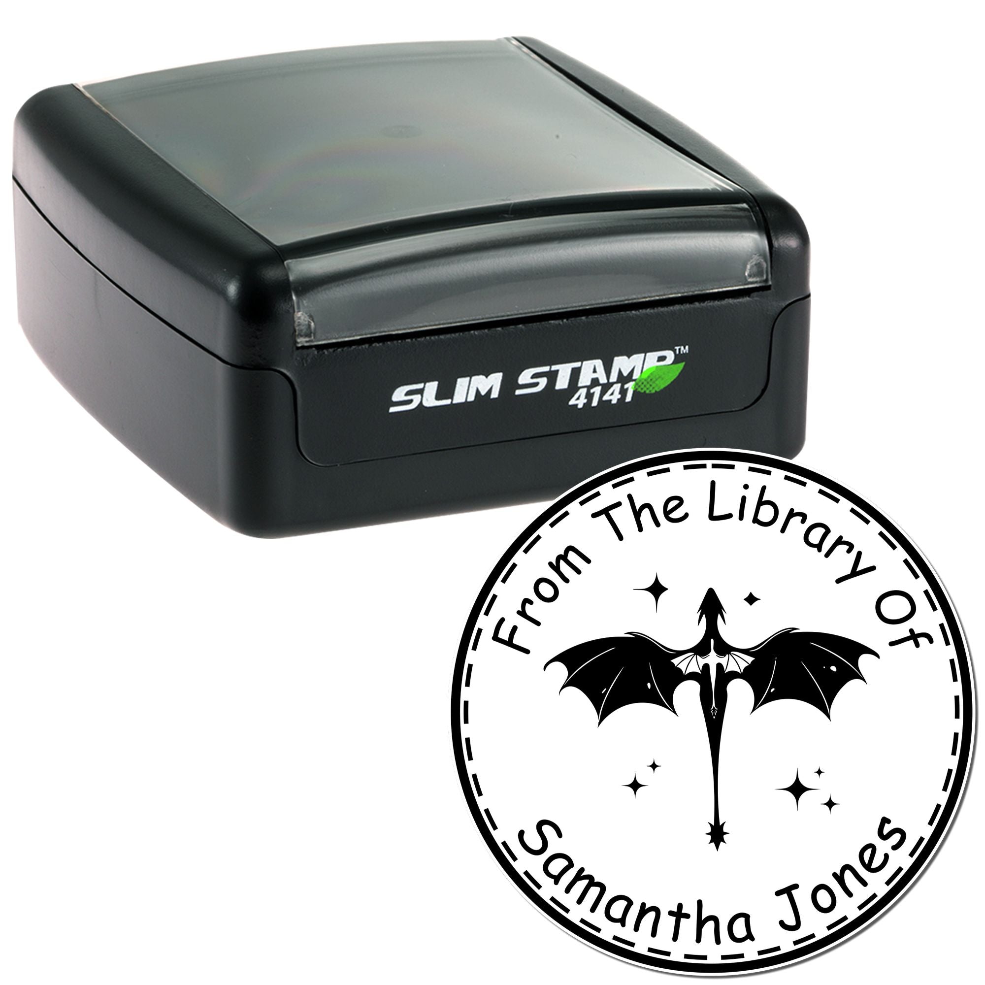 Pre-Inked Starlight Serpent Personalized My Library Stamp - Engineer Seal Stamps