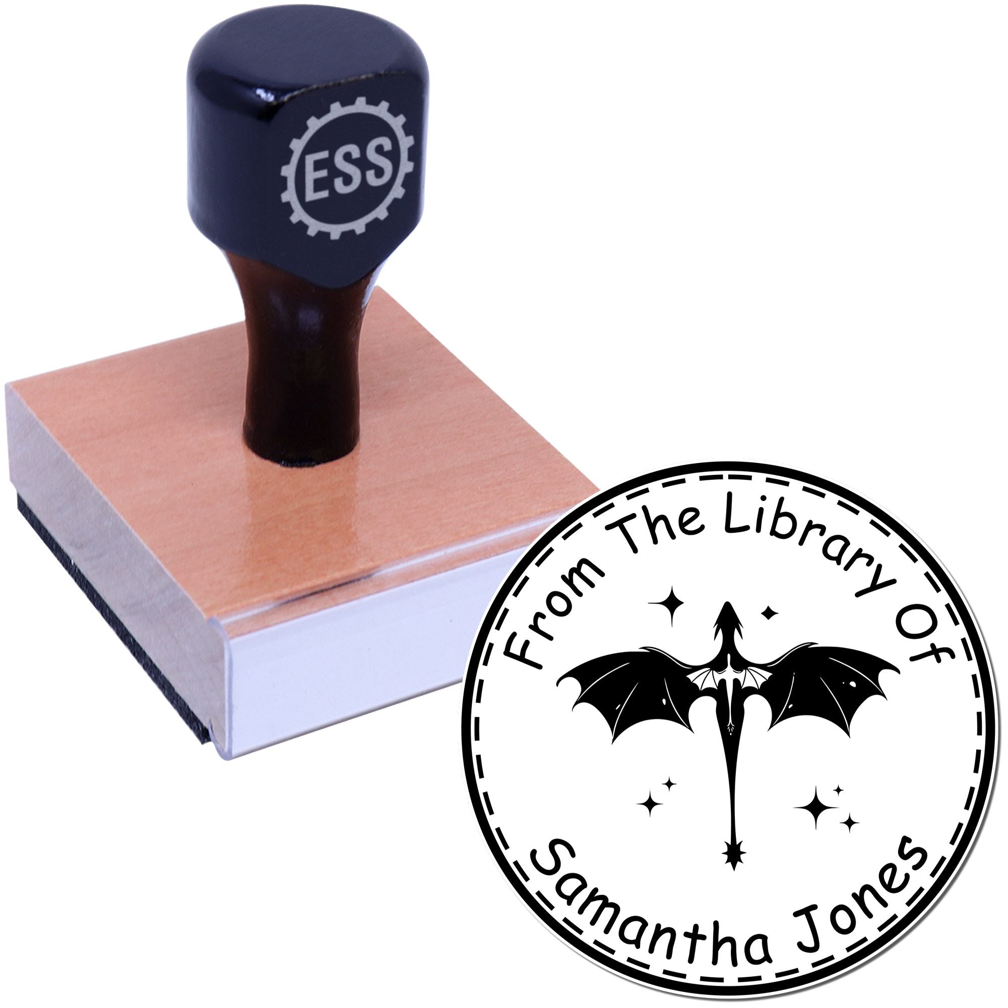Wood Handle Starlight Serpent Custom Book Ownership Stamp