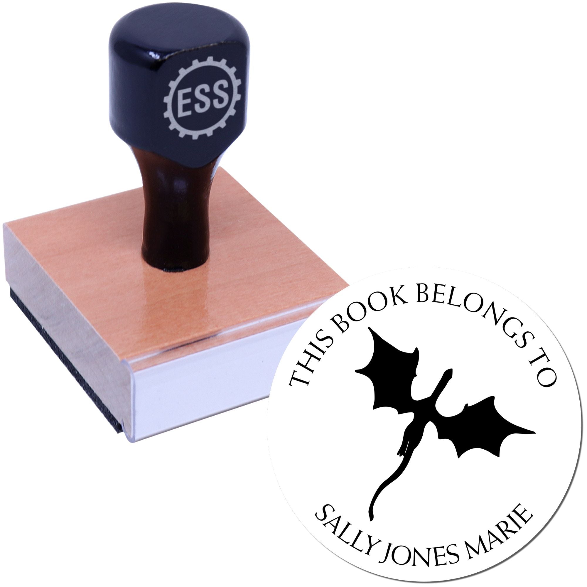 Wood Handle Cosmos Chaser Custom Book Ownership Label Stamp - Engineer Seal Stamps