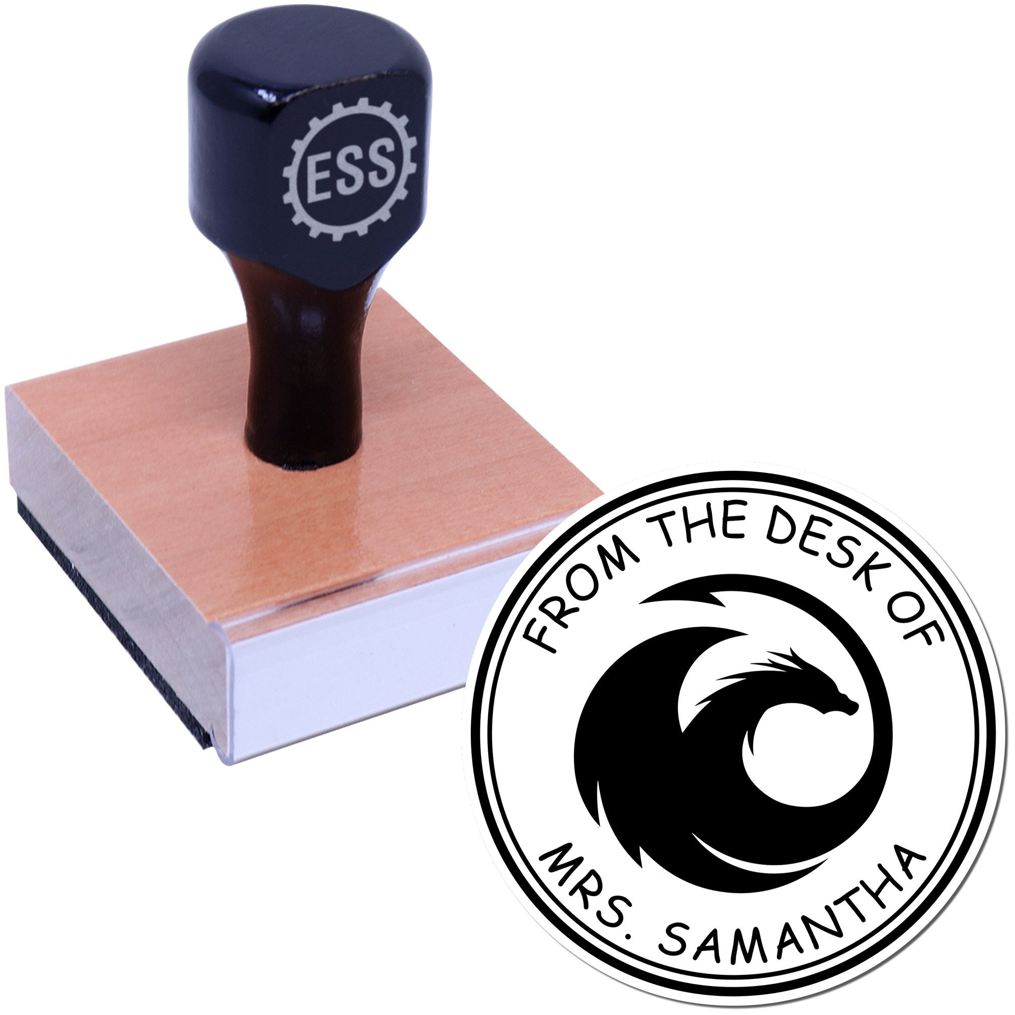 Wood Handle Eclipse Echo Custom Bookplate Stamper - Engineer Seal Stamps