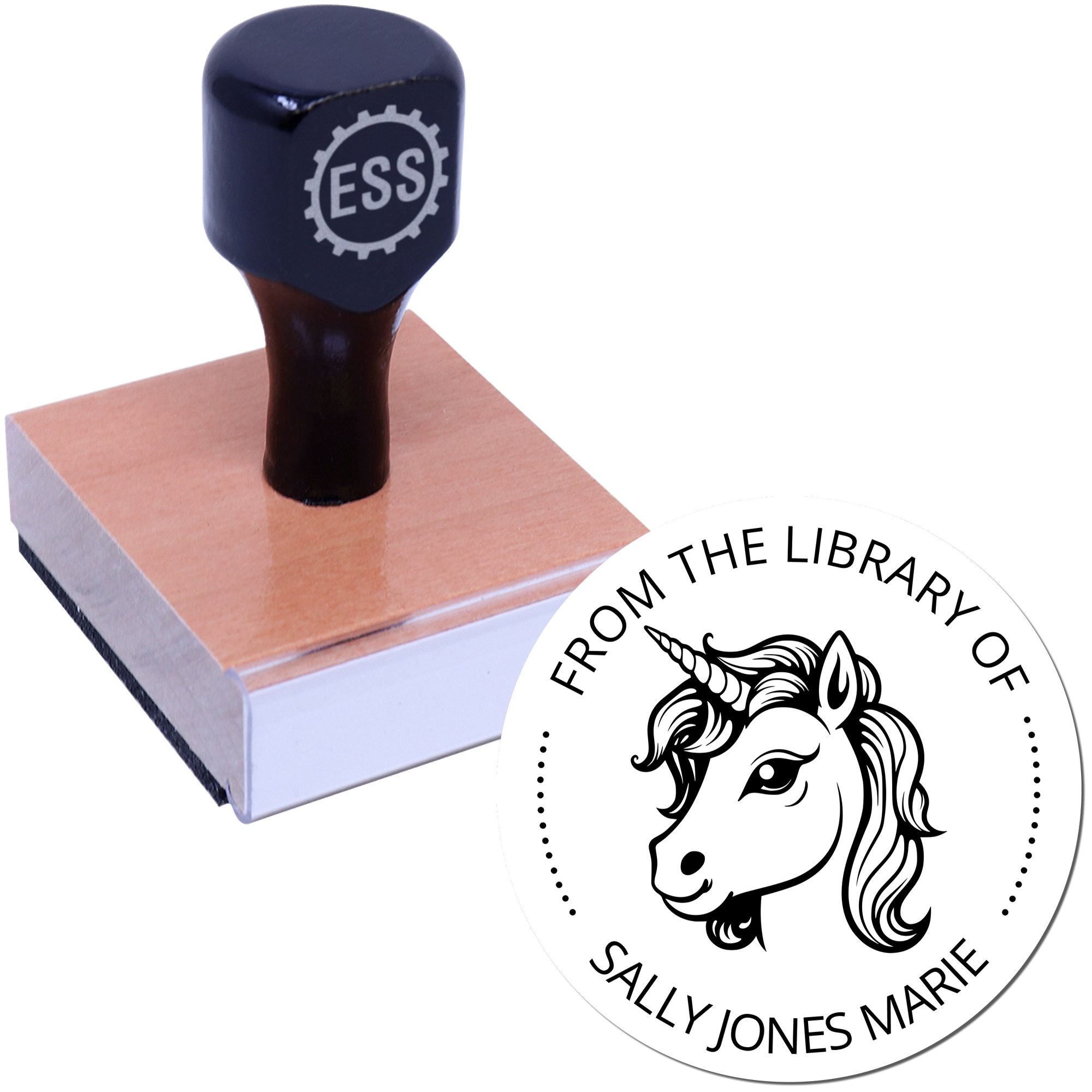 Wood Handle Glittermane Unicorn Customizable From The Private Collection Of Stamp - Engineer Seal Stamps