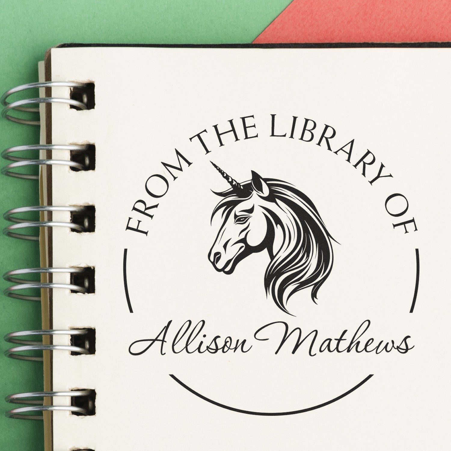 Slim Pre-Inked Rainbowdash Unicorn Personalizable Book Ownership Stamp - Engineer Seal Stamps