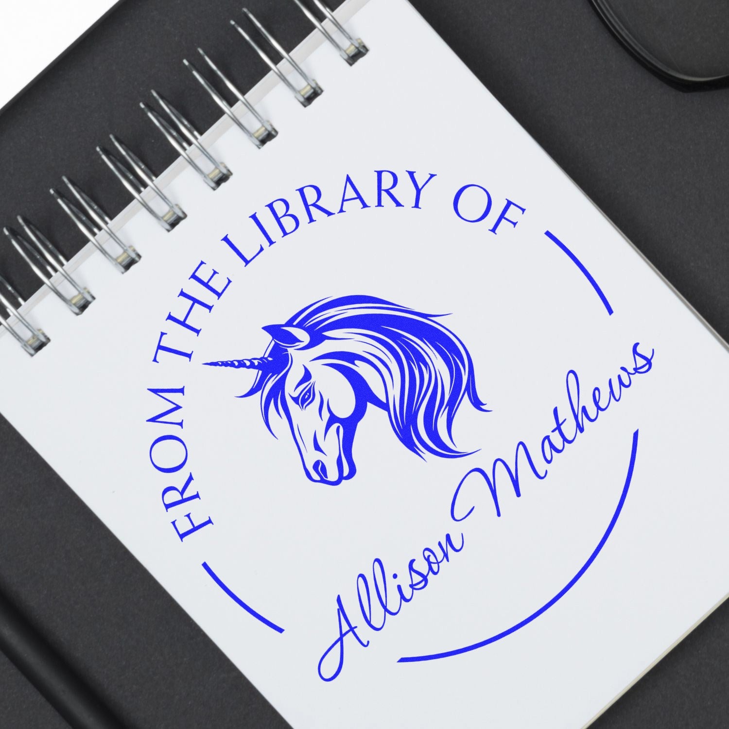 Wood Handle Rainbowdash Unicorn Customizable Book Ownership Stamp - Engineer Seal Stamps