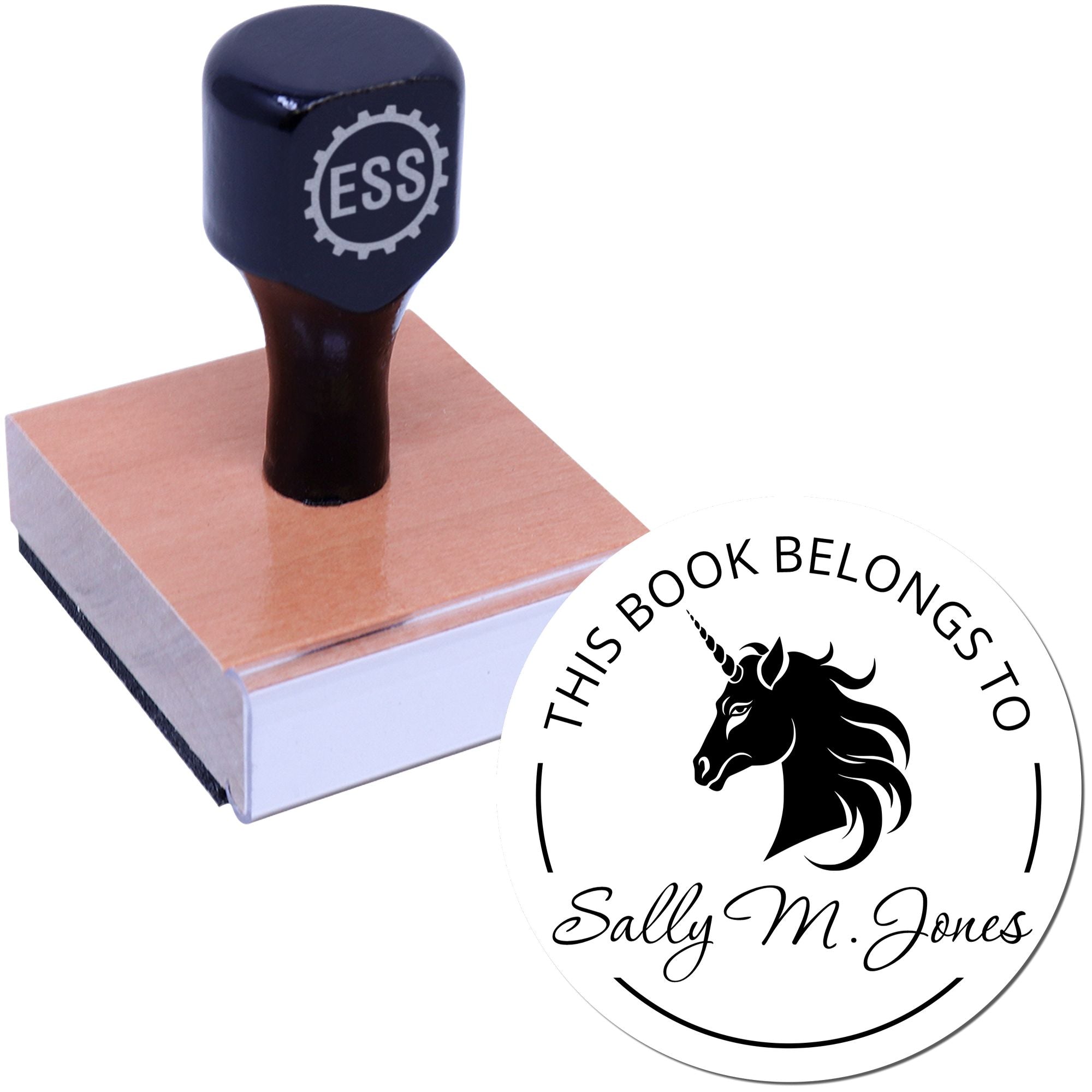 Wood Handle Mysticshine Unicorn Customizable From The Home Library Of Stamp - Engineer Seal Stamps