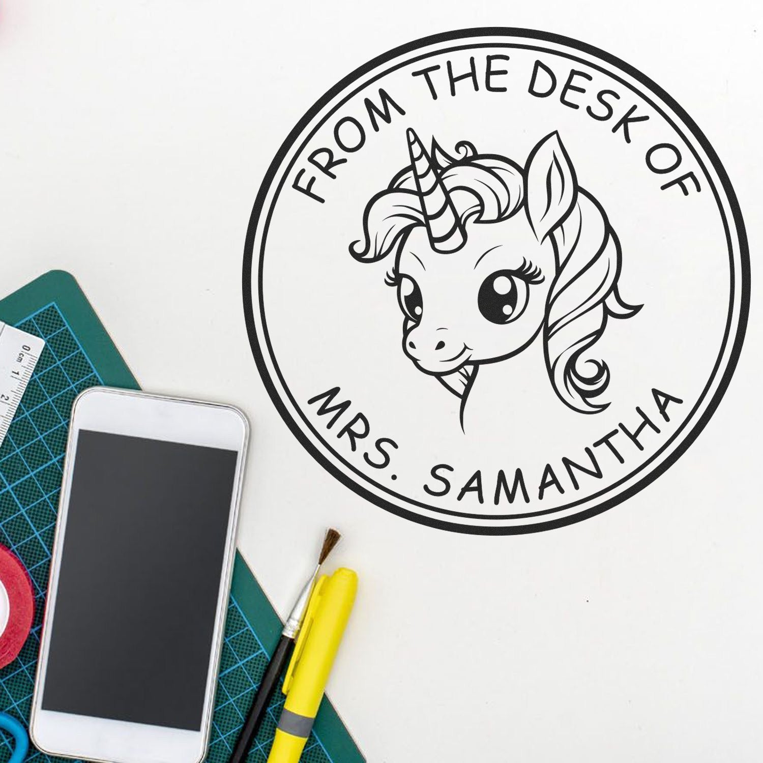 Auroraglade Unicorn Self-Inking Custom Name For Books Stamp - Engineer Seal Stamps