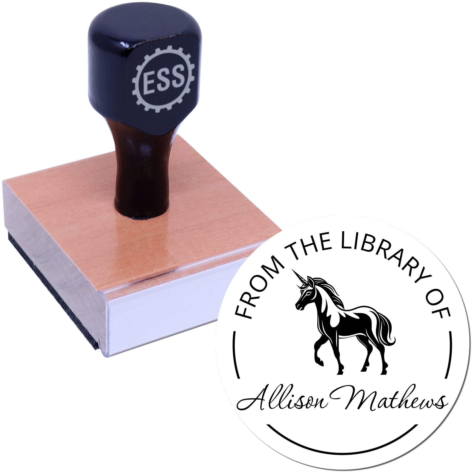Wood Handle Dreamprance Magical Unicorn Customizable From The Library Of Design Stamp - Engineer Seal Stamps