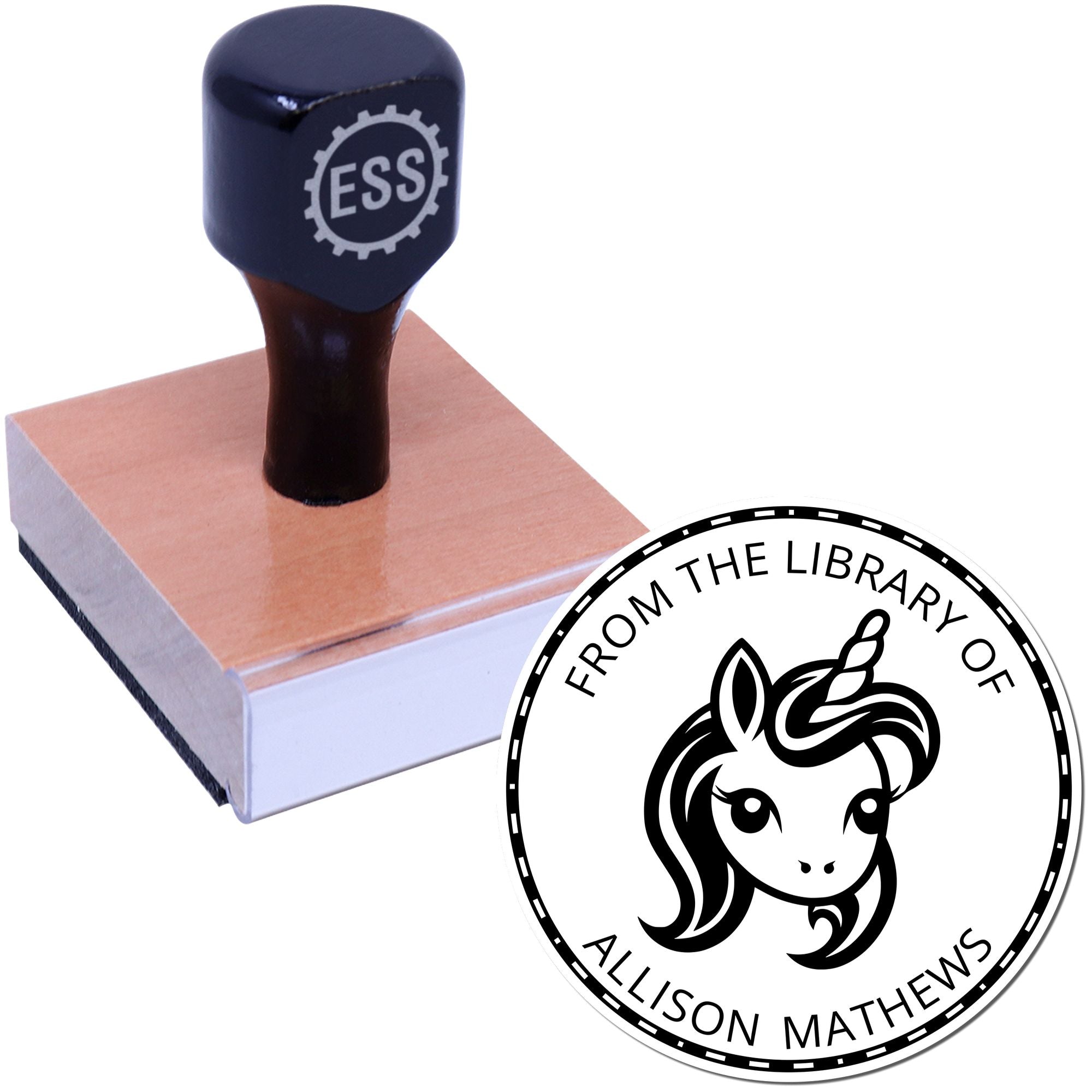 Wood Handle Celestialtrail Magical Unicorn Customizable Library Collection Stamp - Engineer Seal Stamps