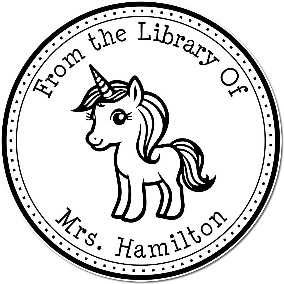 Etherealcharm Magical Unicorn Self-Inking Custom Book Library Stamp - Engineer Seal Stamps