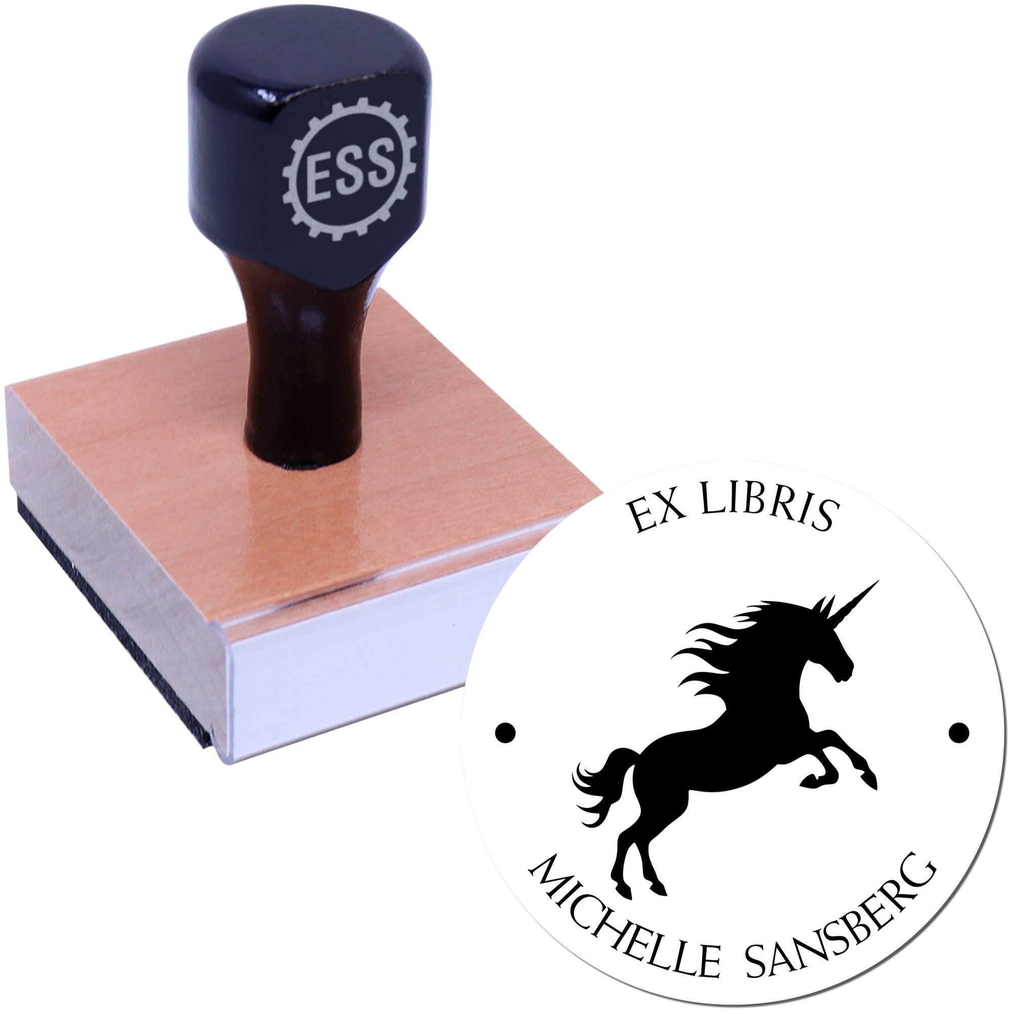 Wood Handle Iridescentsky Magical Unicorn Customizable Book Design Stamp - Engineer Seal Stamps