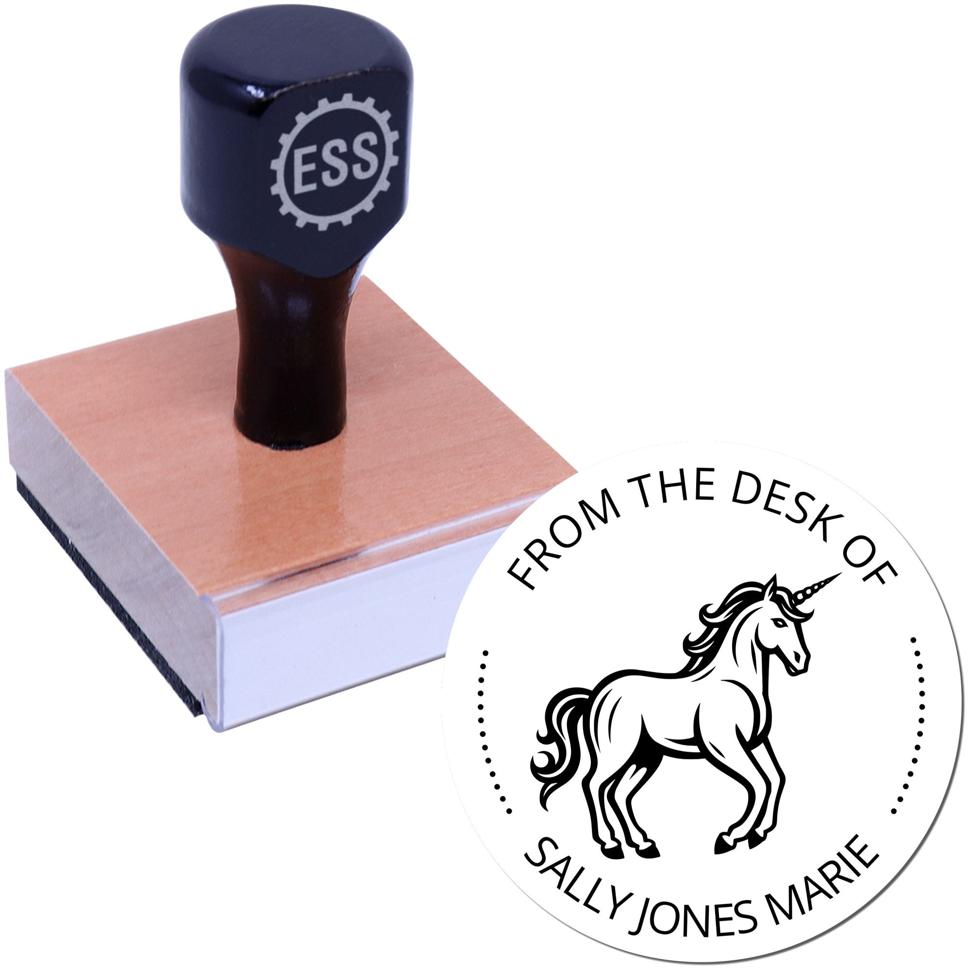 Wood Handle Pearlescent Unicorn Customizable Book Mark Stamp - Engineer Seal Stamps