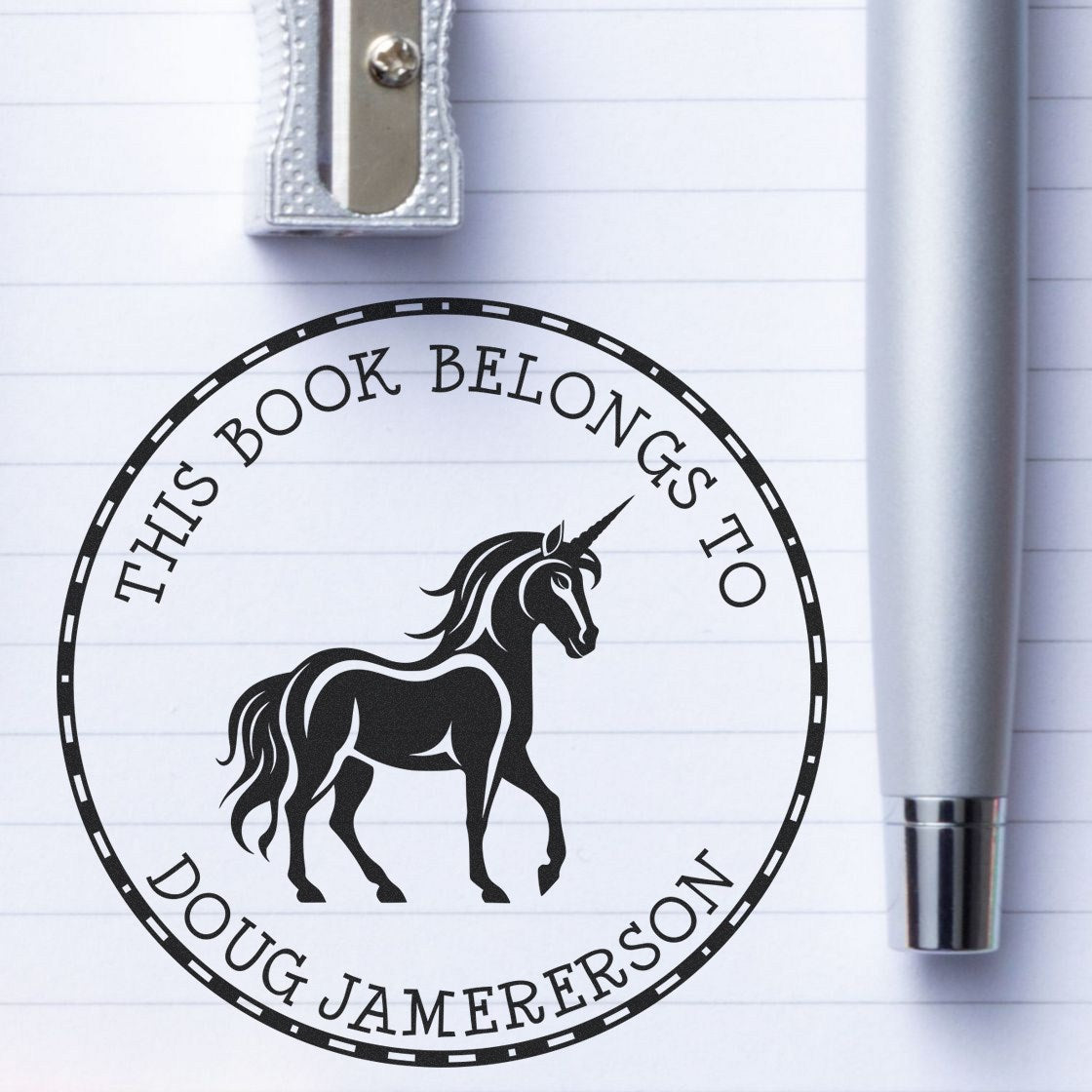 Fairydust Unicorn Self-Inking Custom Name For Library Stamp - Engineer Seal Stamps
