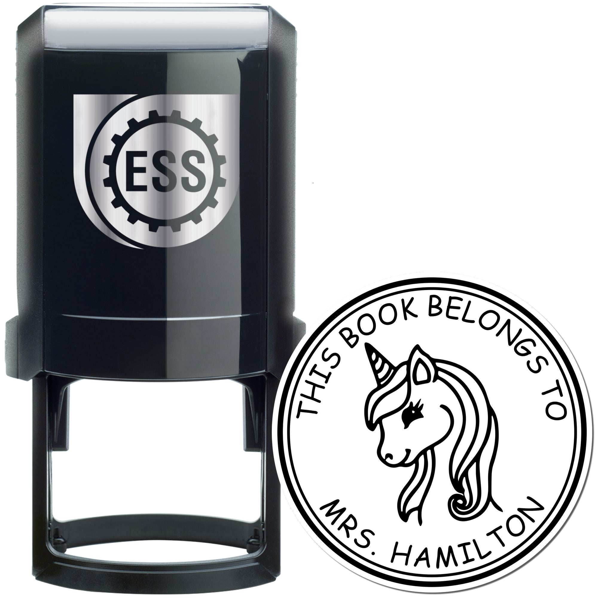 Glimmeringstar Unicorn Self-Inking Custom Ex Libris Book Stamp - Engineer Seal Stamps