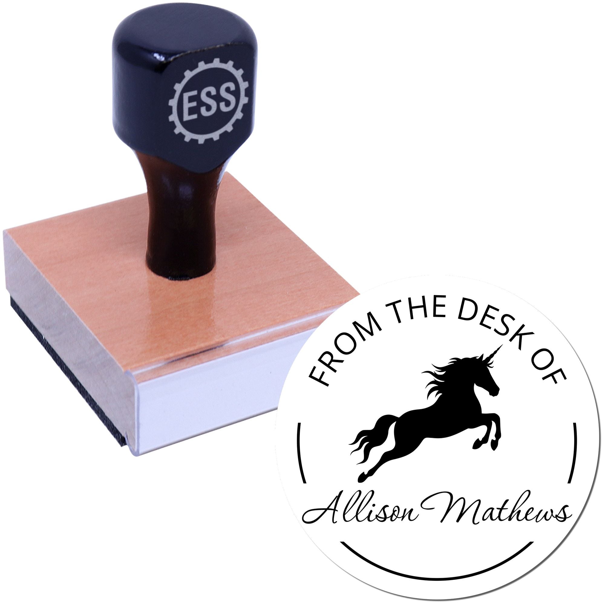Wood Handle Mysticwisp Unicorn Book Stamp - Engineer Seal Stamps