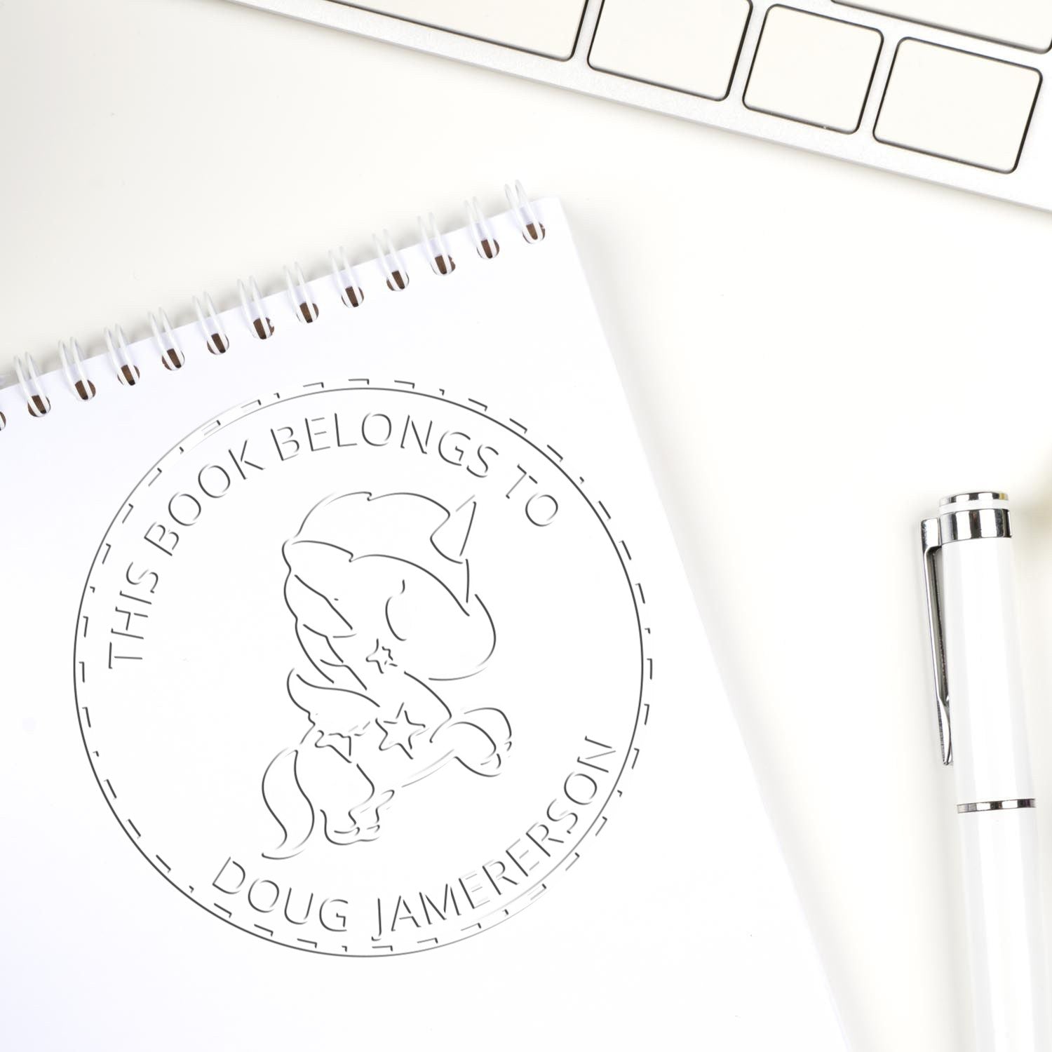 Soft MistyHoof Unicorn Customized Book Initial Embossing Seal