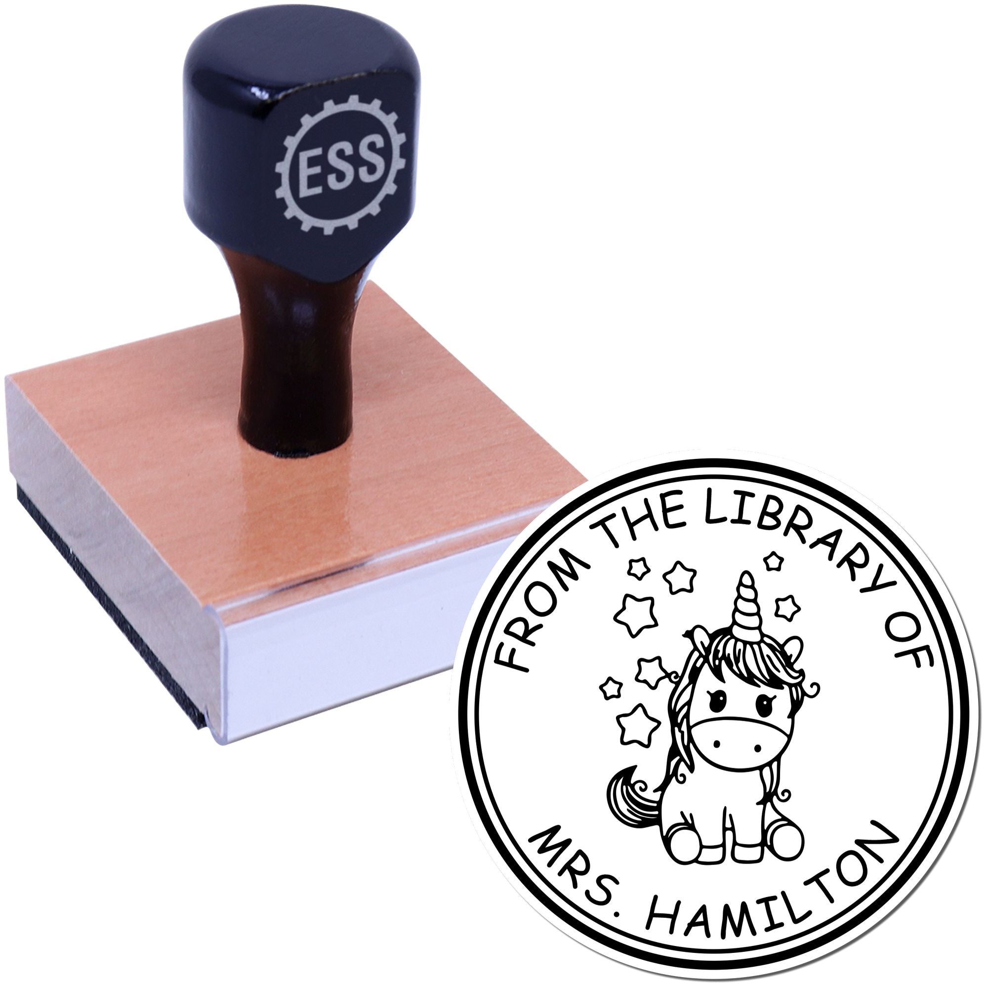 Wood Handle Dazzlingbeam Unicorn Bookplate Stamp - Engineer Seal Stamps