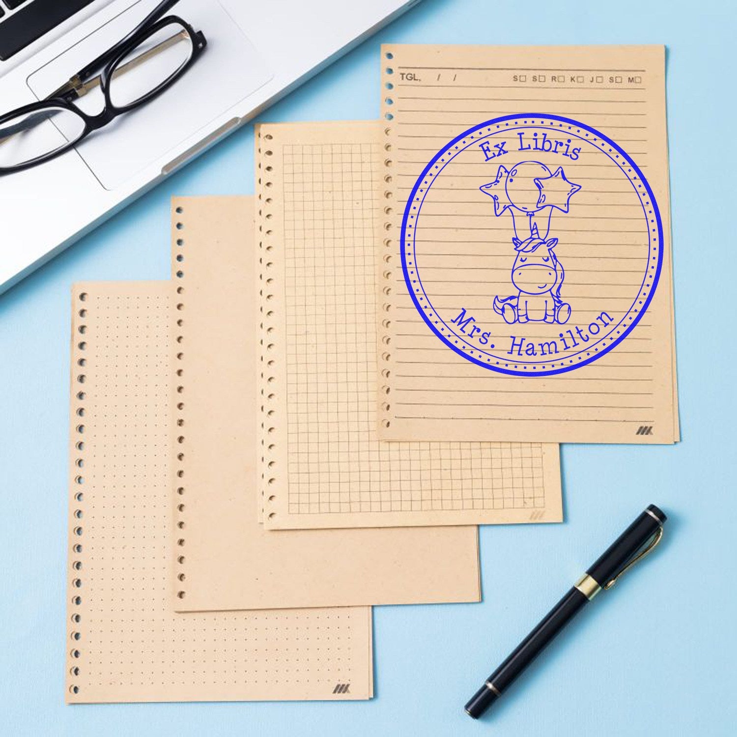 Miraclewhirl Mythical Unicorn Self-Inking Custom Library Of Stamp - Engineer Seal Stamps