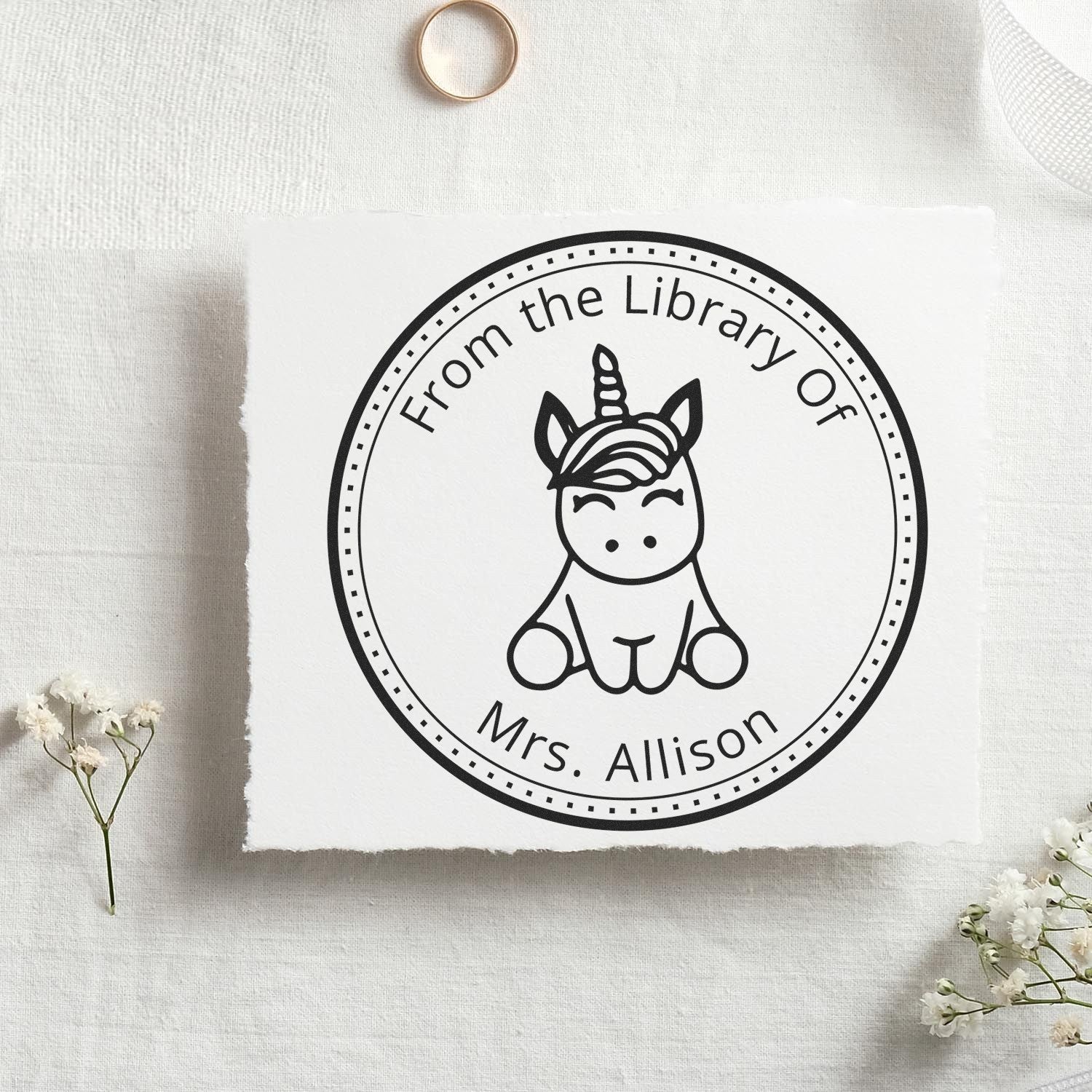 HappyDaze Mythical Unicorn Self-Inking Custom Read It Love It Stamp - Engineer Seal Stamps
