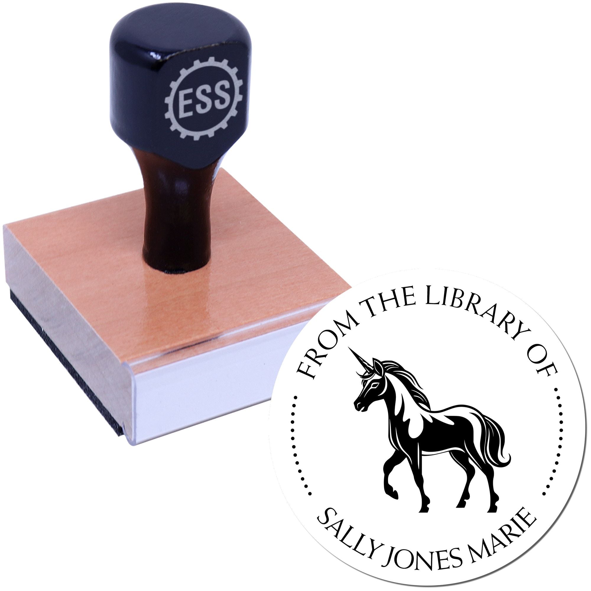 Wood Handle Blissfulglimmer Mythical Unicorn This Book Belongs To Stamp - Engineer Seal Stamps