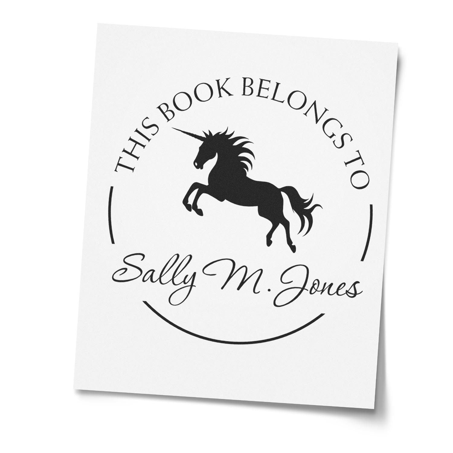 Puritygleam Mythical Unicorn Self-Inking Personalized Ex Libris Bookplate Stamp - Engineer Seal Stamps