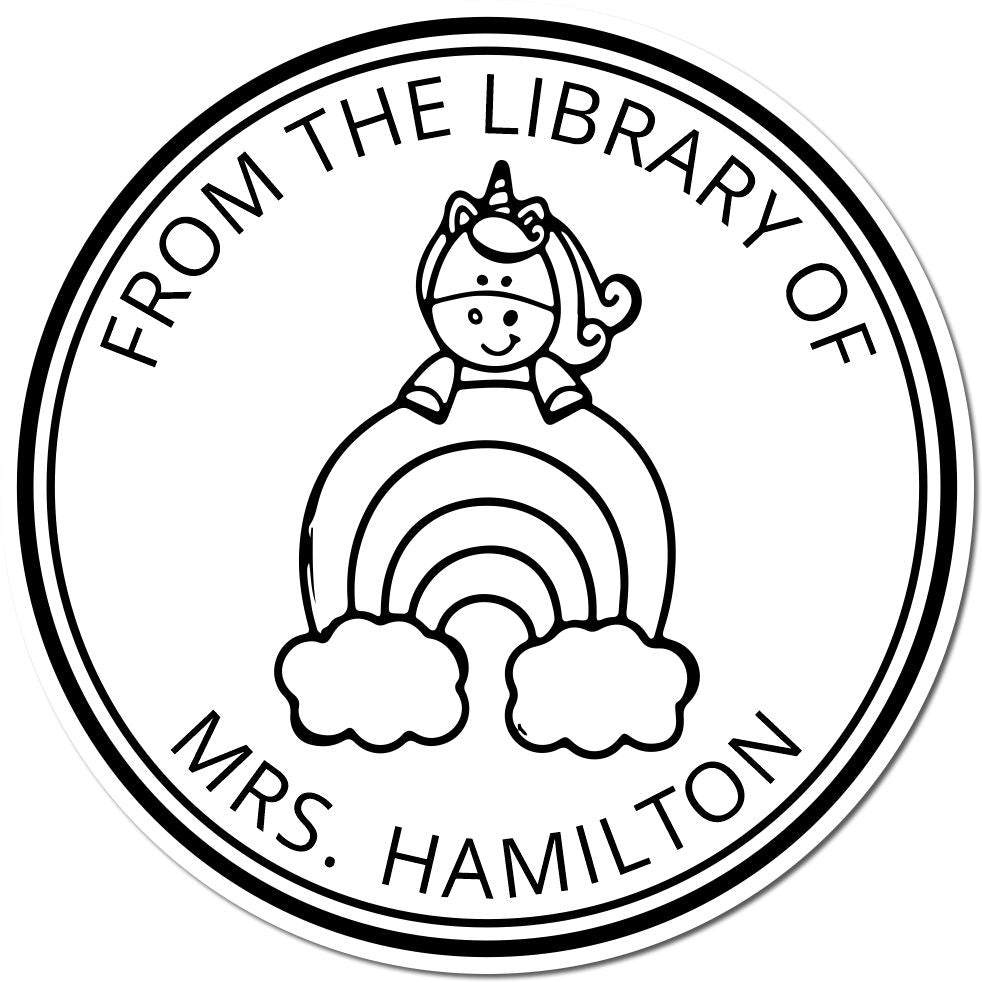 Gracefulglide Mythical Unicorn Pre-Inked Customized Home Library Stamp - Engineer Seal Stamps