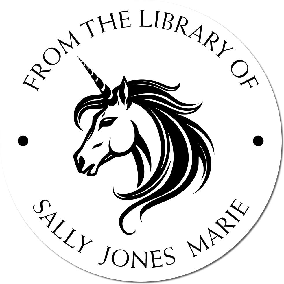 Wood Handle Tranquilglow Mythical Unicorn Book Monogram Stamp - Engineer Seal Stamps