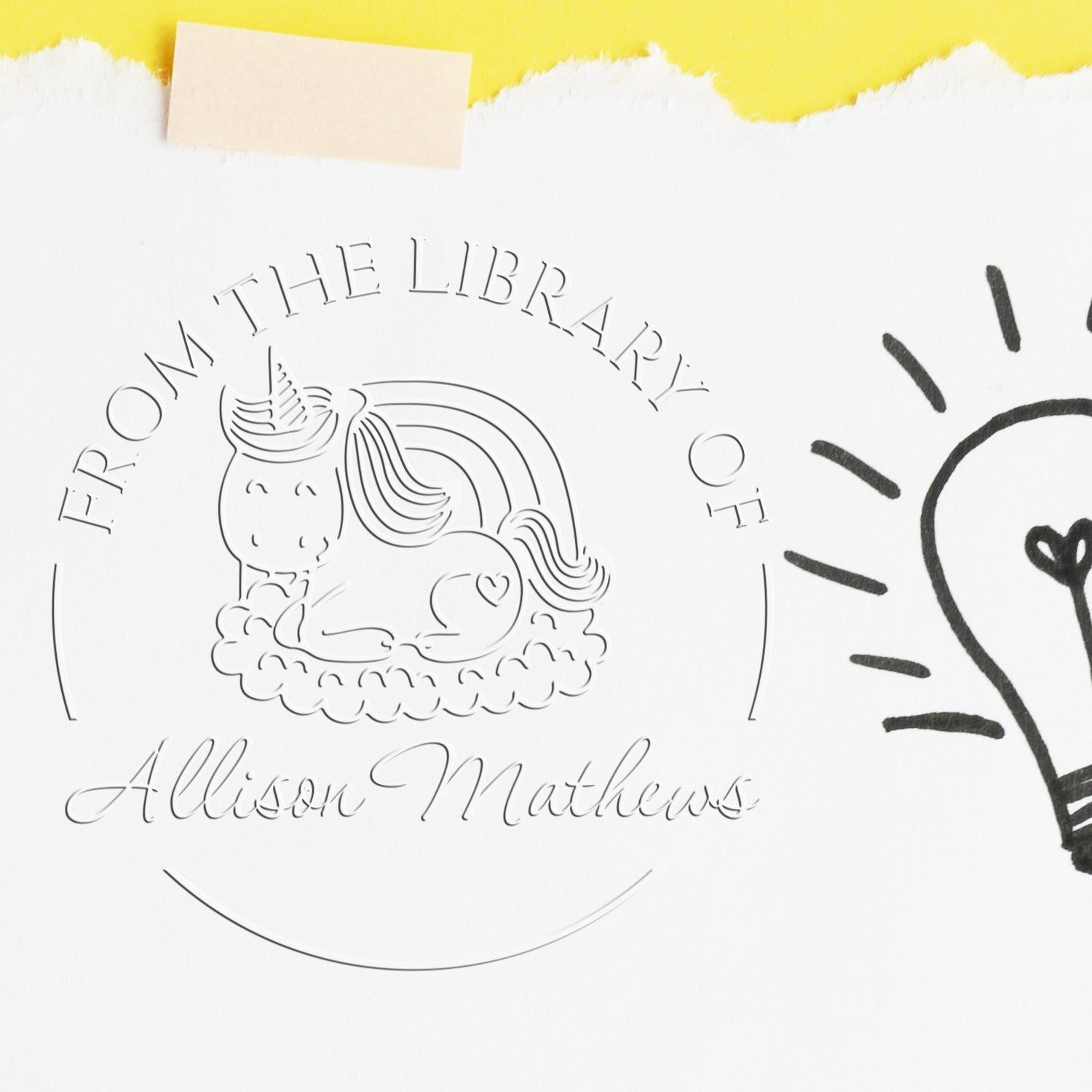 Soft Vividsparkle Unicorn Customized Book Personalization Embossing Seal - Engineer Seal Stamps