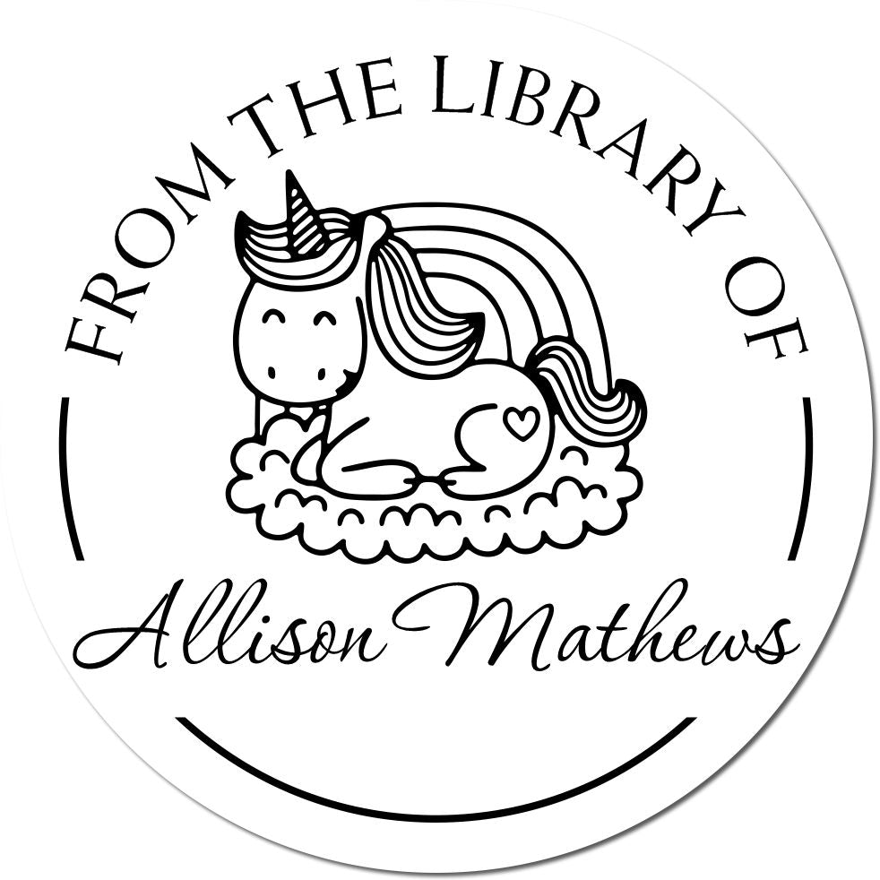 Slim Pre-Inked Vividsparkle Unicorn Personalizable Library Bookplate Stamp - Engineer Seal Stamps