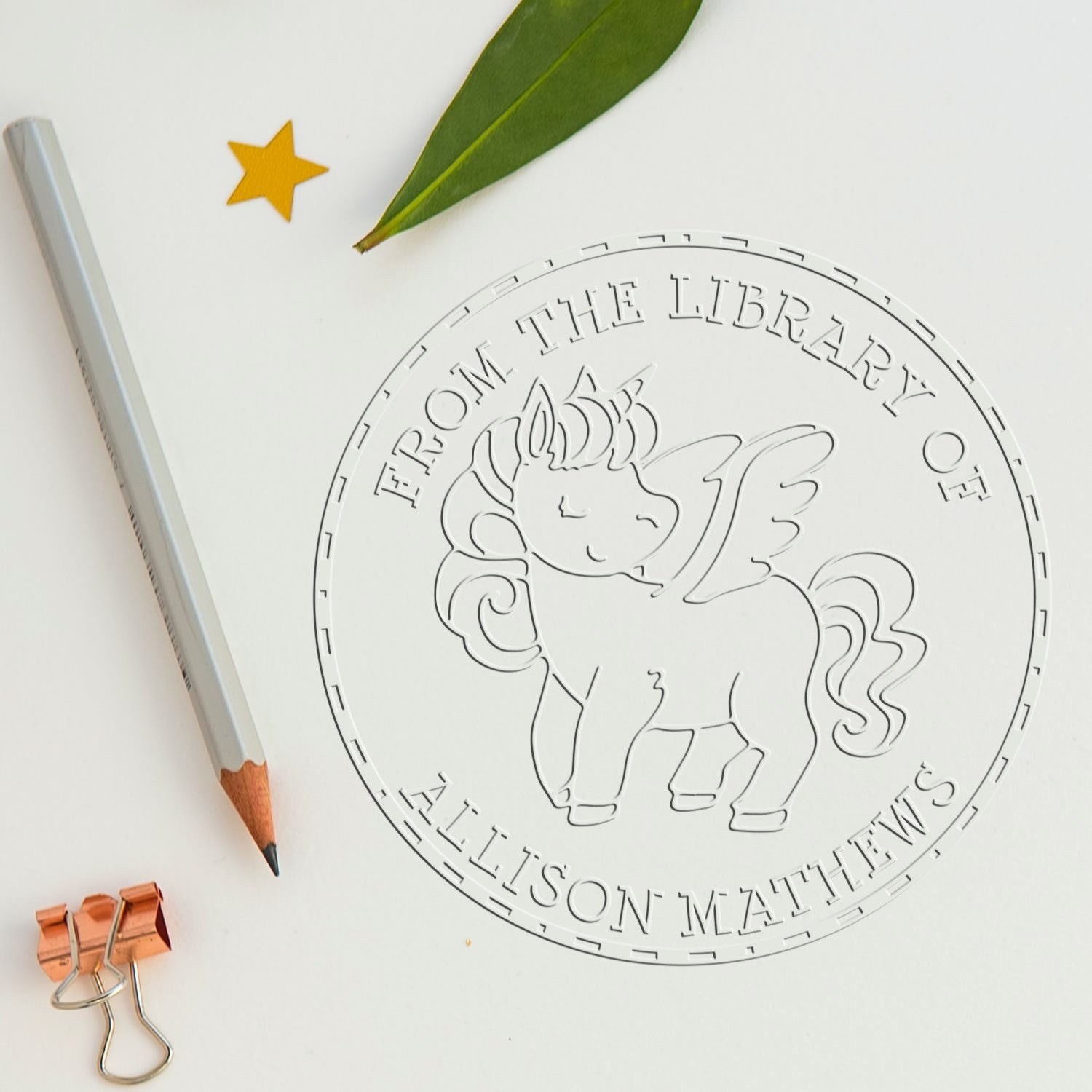Infinitebreeze Unicorn Desk Custom-Made Bookplate Embossing Seal - Engineer Seal Stamps