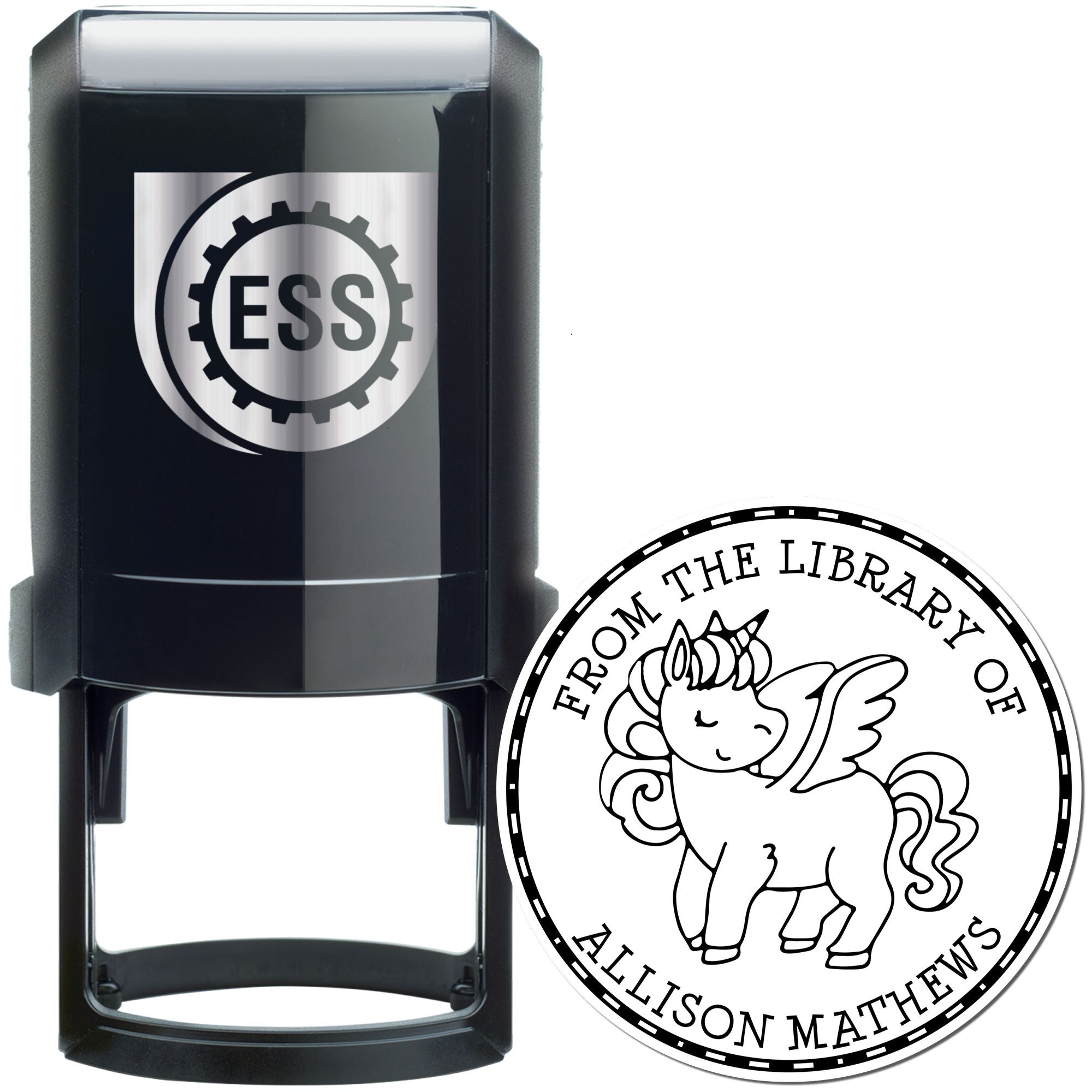 Infinitebreeze Unicorn Self-Inking Personalized This Book Belongs To Stamp - Engineer Seal Stamps