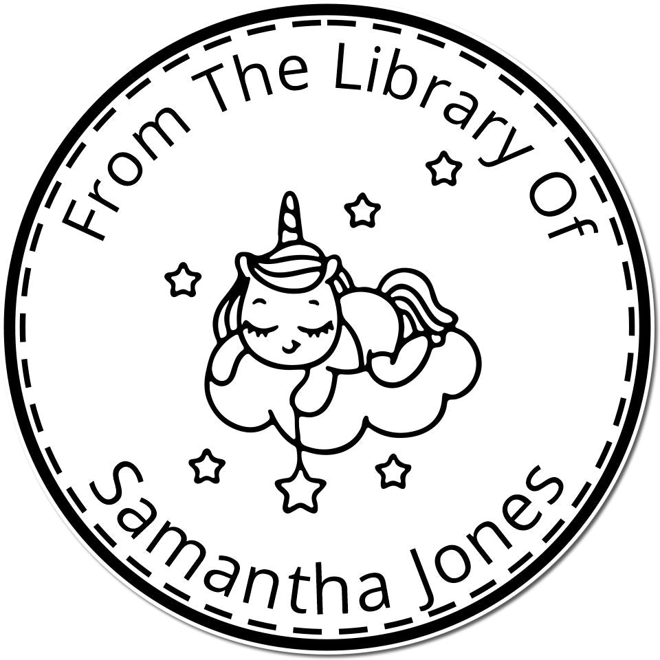 Cosmicglitter Unicorn Self-Inking Personalized Book Label Stamp - Engineer Seal Stamps