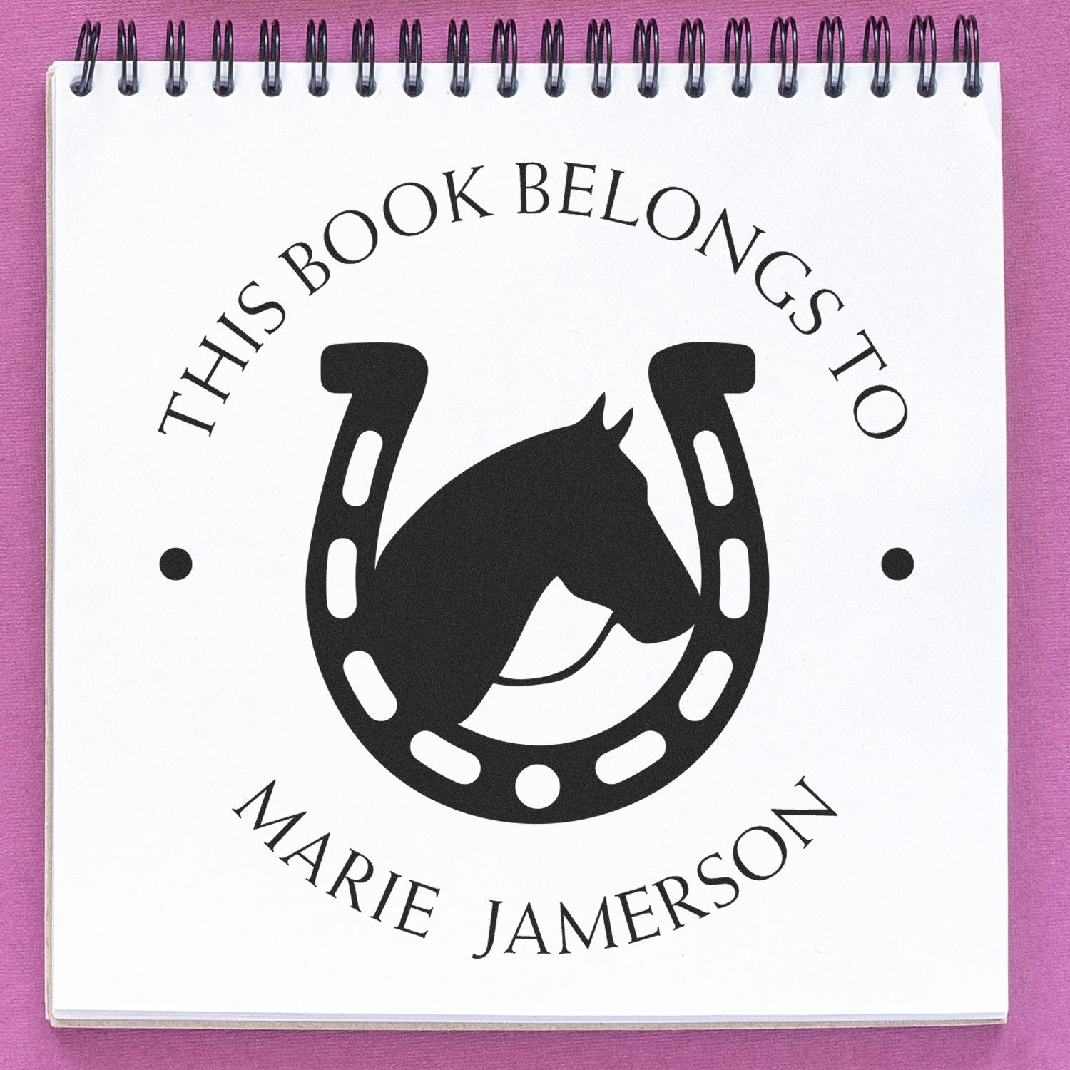 Wood Handle Majestic Dream Horse Bookplate Design Stamp - Engineer Seal Stamps