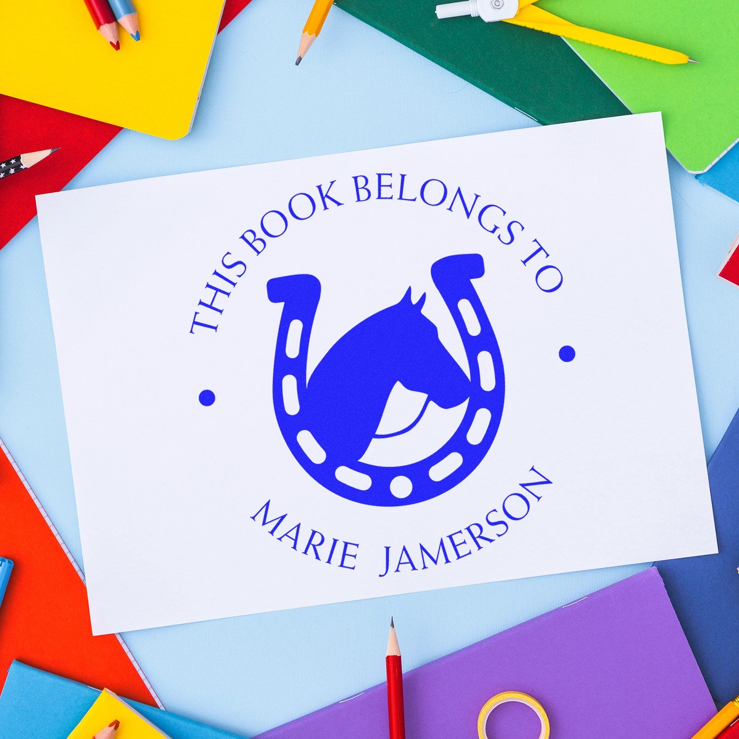 Slim Pre-Inked Majestic Dream Horse Personalizable From The Office Of Stamp - Engineer Seal Stamps