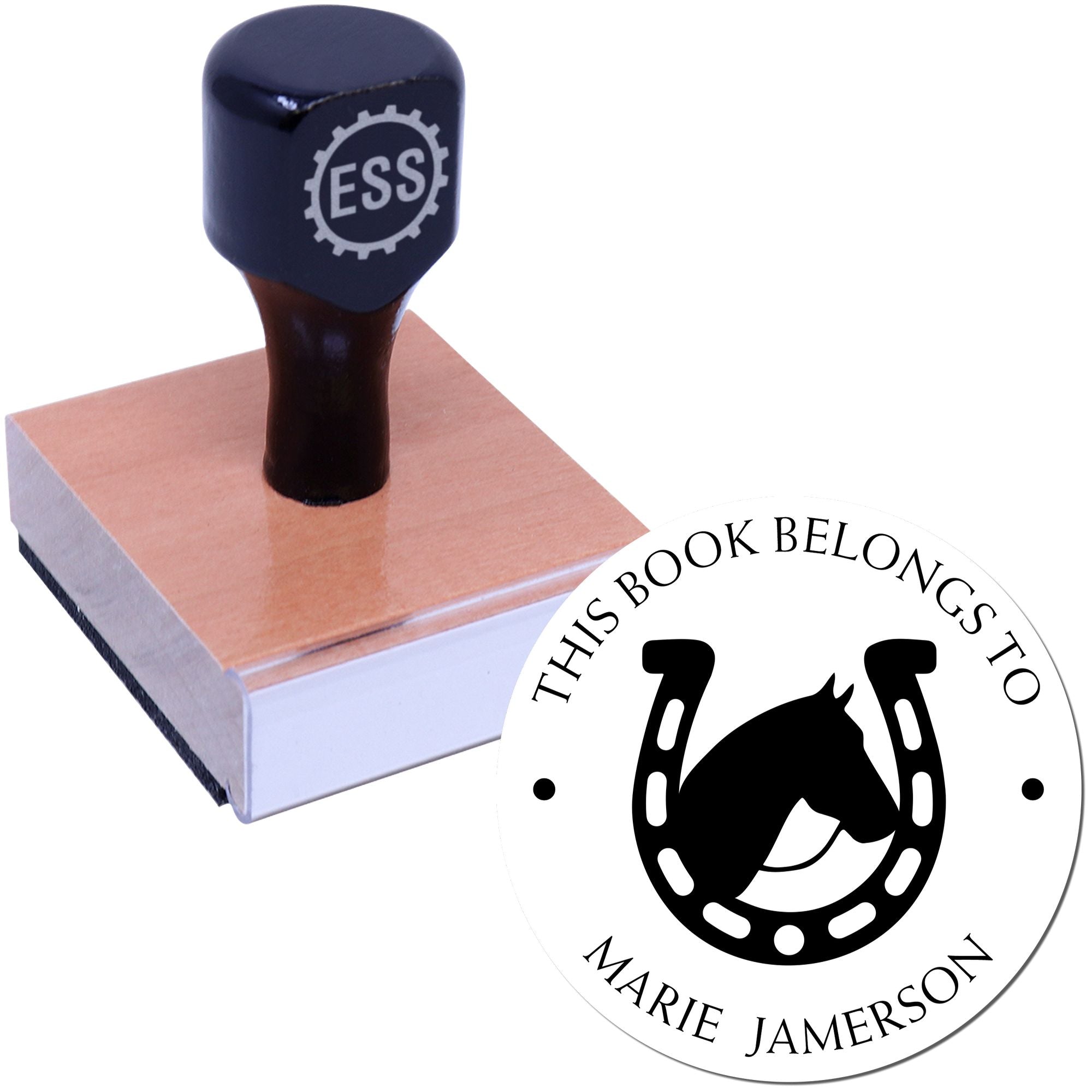Wood Handle Majestic Dream Horse Bookplate Design Stamp - Engineer Seal Stamps