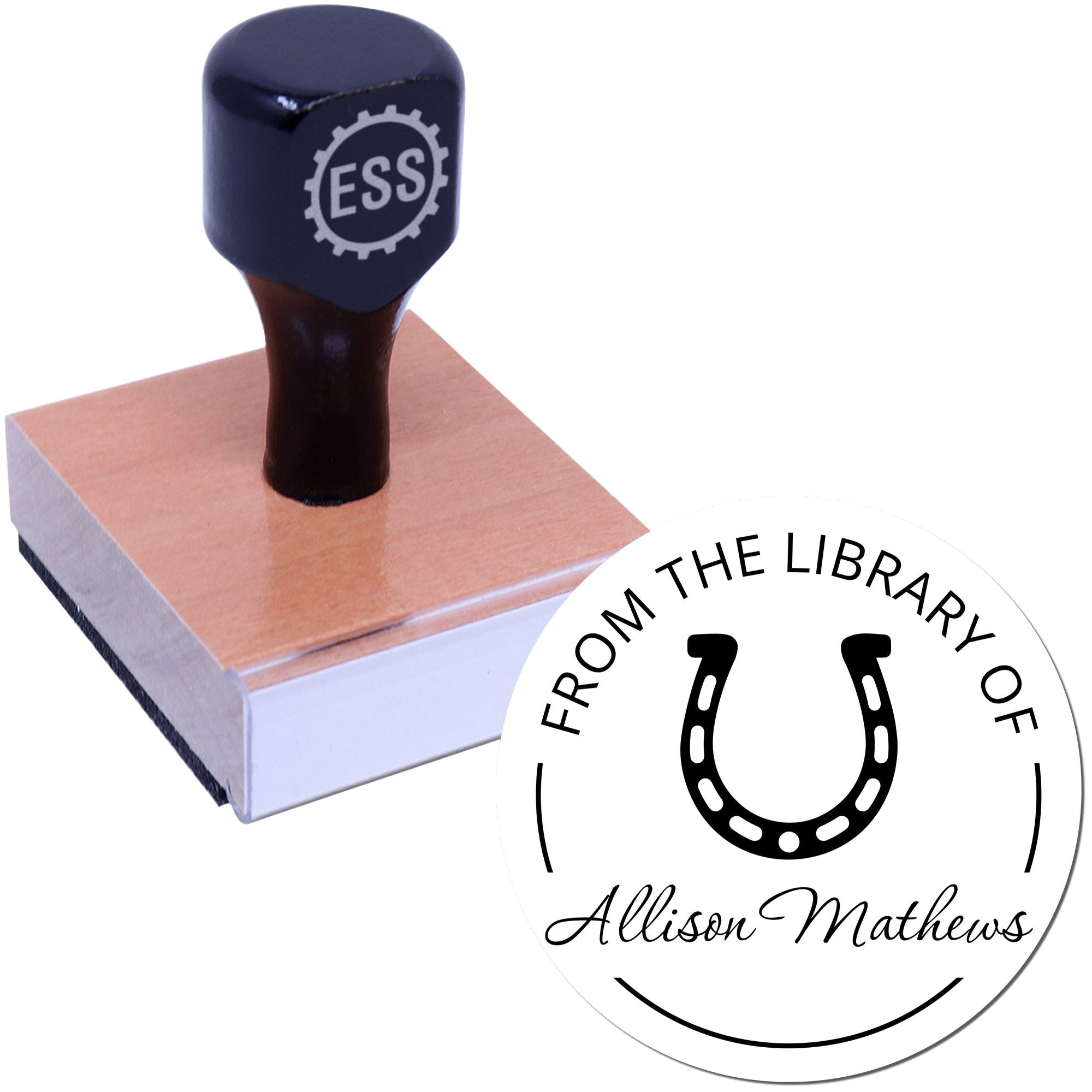 Wood Handle Rancher's Trust Horse Bookplate Sticker Stamp - Engineer Seal Stamps