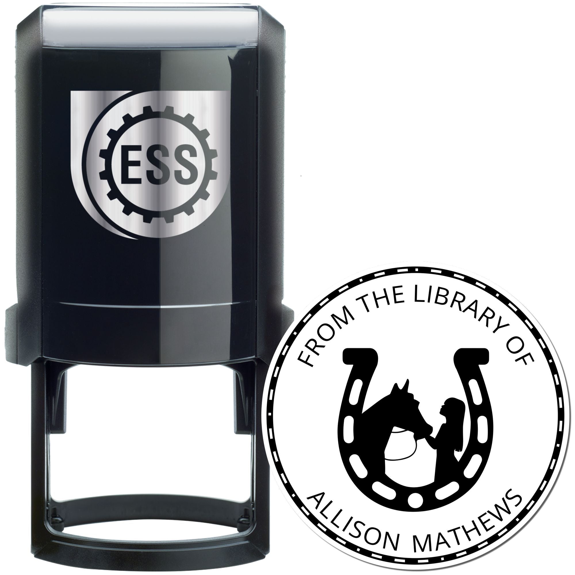 Golden Spirit Horse Self-Inking Personalized Book Initial Stamp - Engineer Seal Stamps
