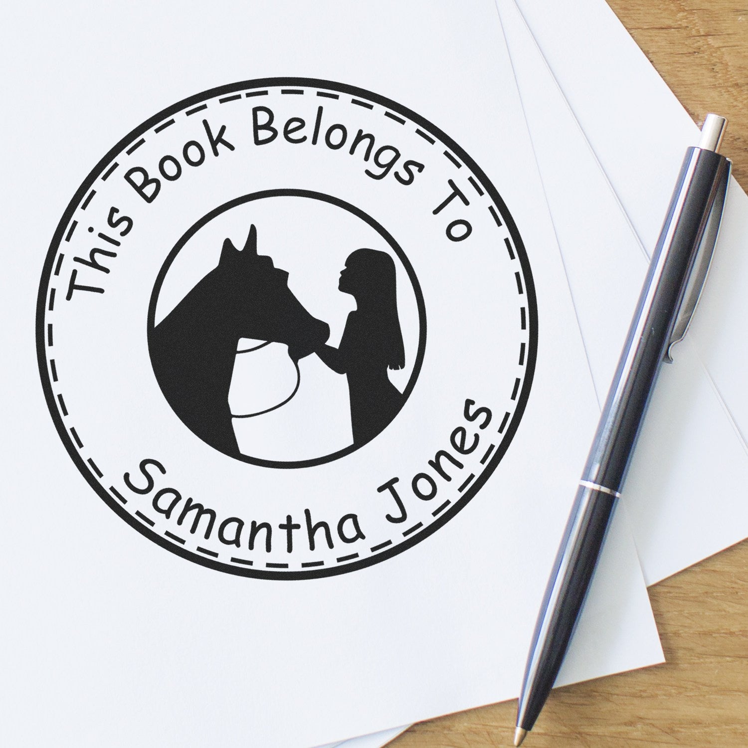 Midnight Dancer Horse Self-Inking Personalized Book Logo Stamp - Engineer Seal Stamps