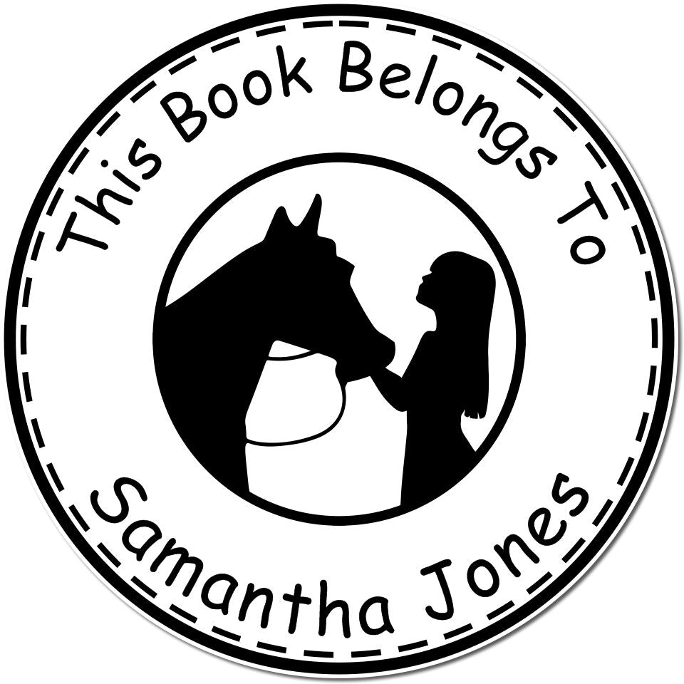 Midnight Dancer Horse Pre-Inked Custom-Made Book Ownership Stamp - Engineer Seal Stamps