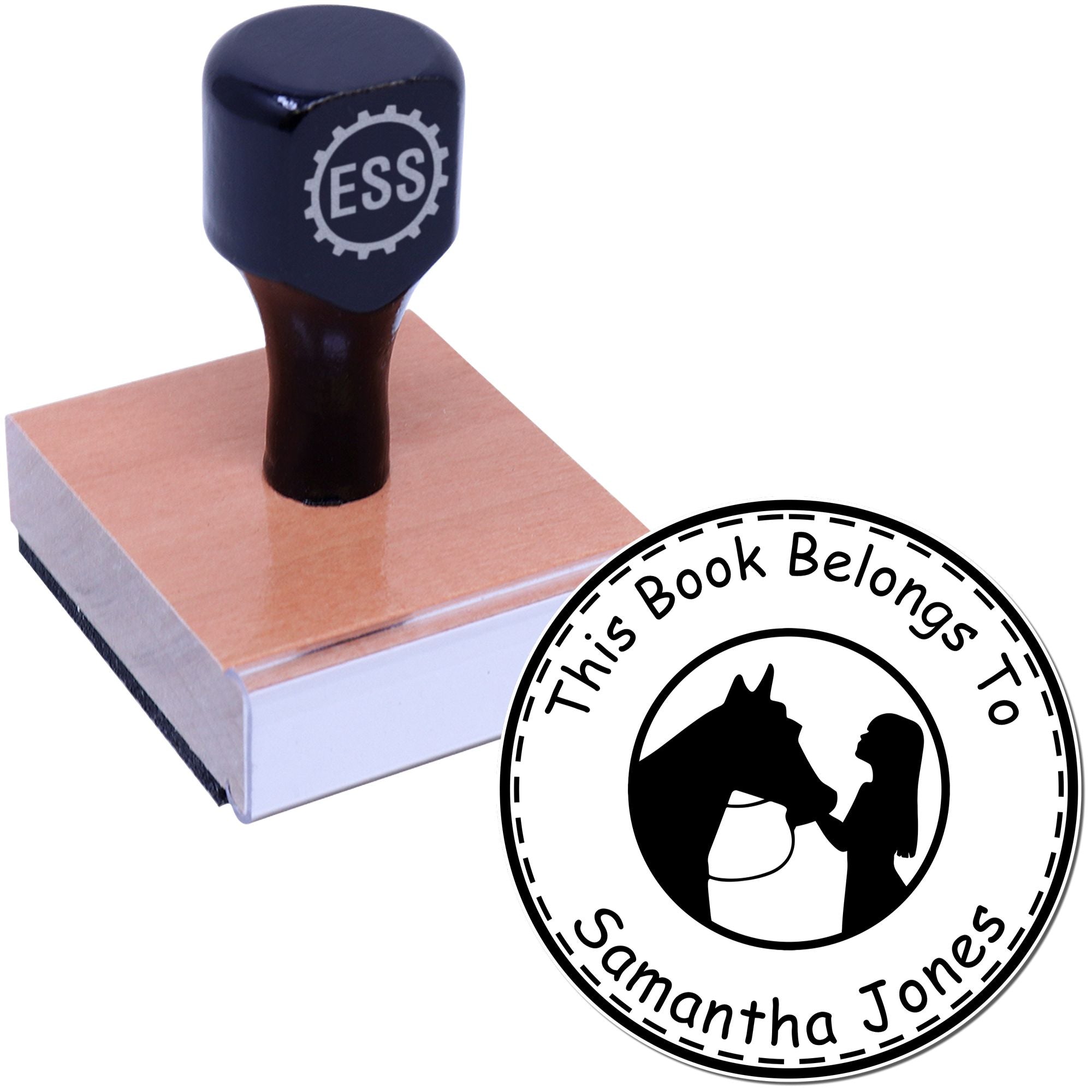 Wood Handle Midnight Dancer Horse Bookplate Maker Stamp - Engineer Seal Stamps