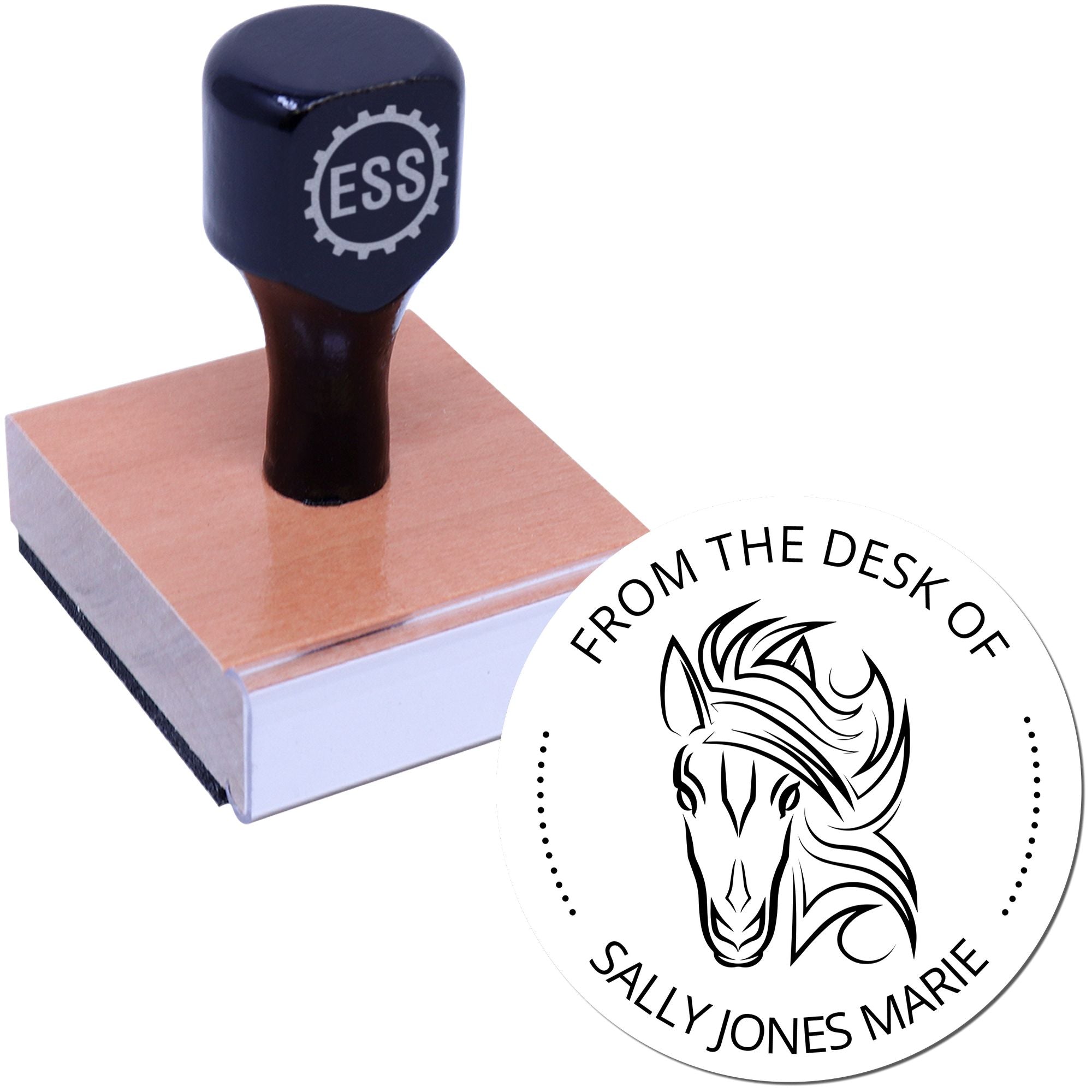 Wood Handle Ocean's Roar Horse Name For Books Stamp - Engineer Seal Stamps