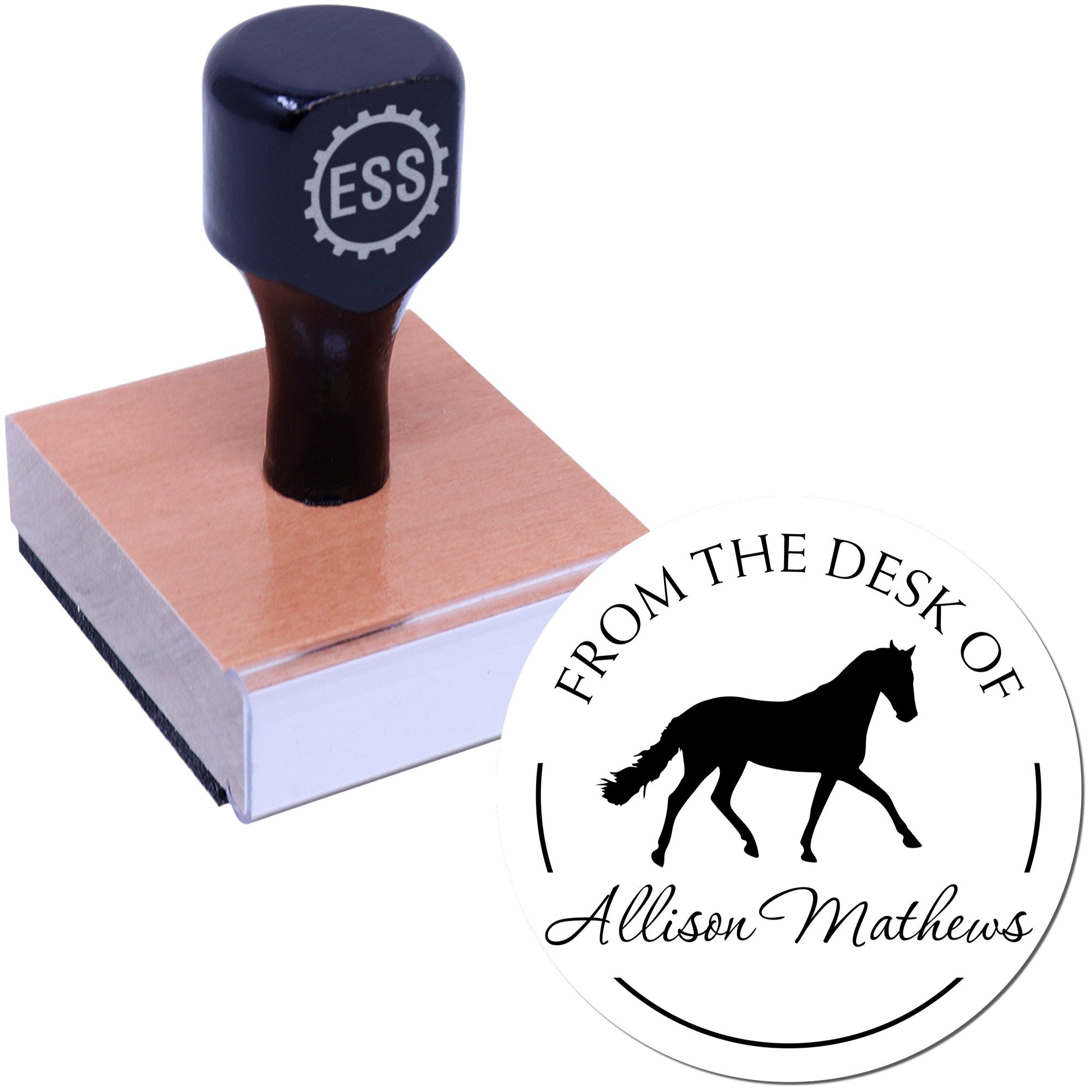 Wood Handle Mountain Majesty Horse Library Gift Stamp - Engineer Seal Stamps
