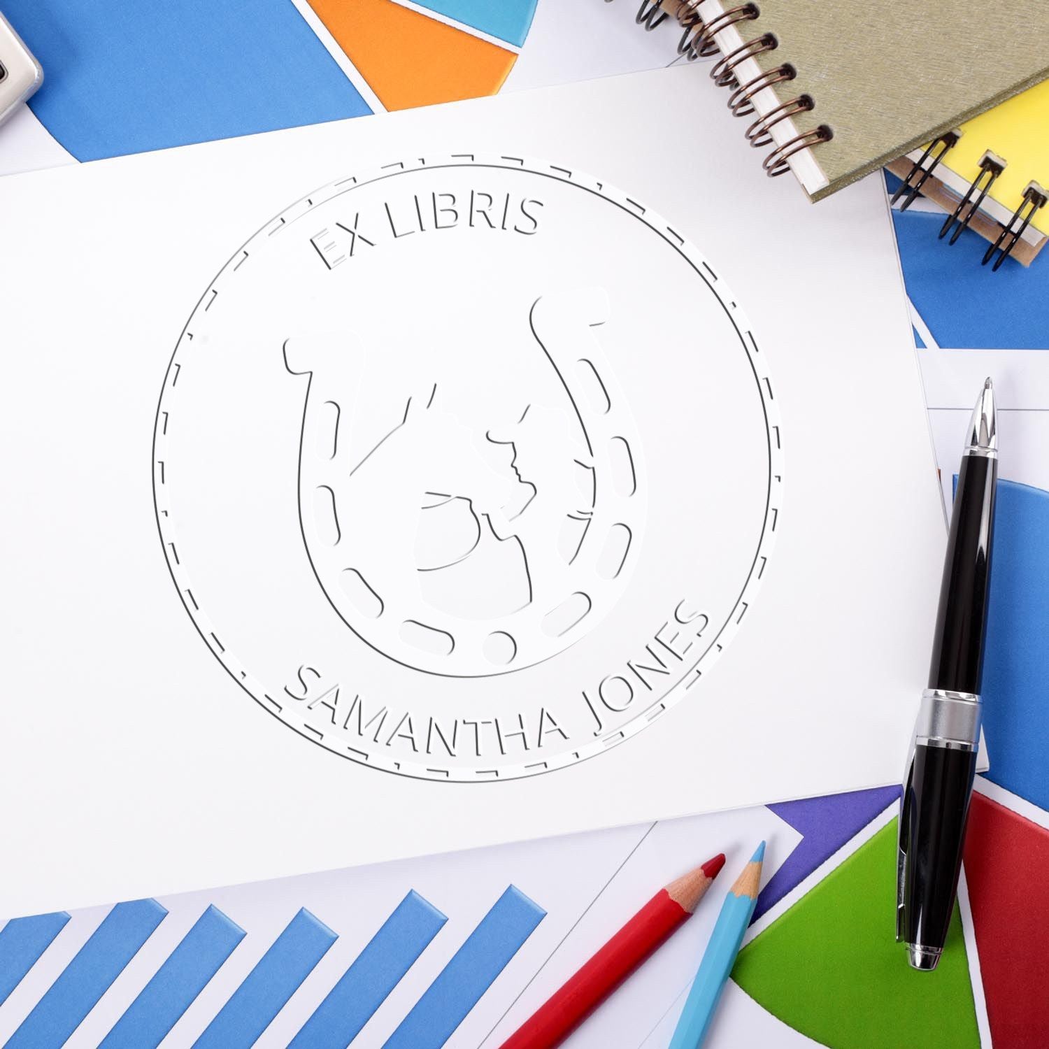 Prairie Runner Equestrian Handheld Personalized Ex Libris Seal - Engineer Seal Stamps